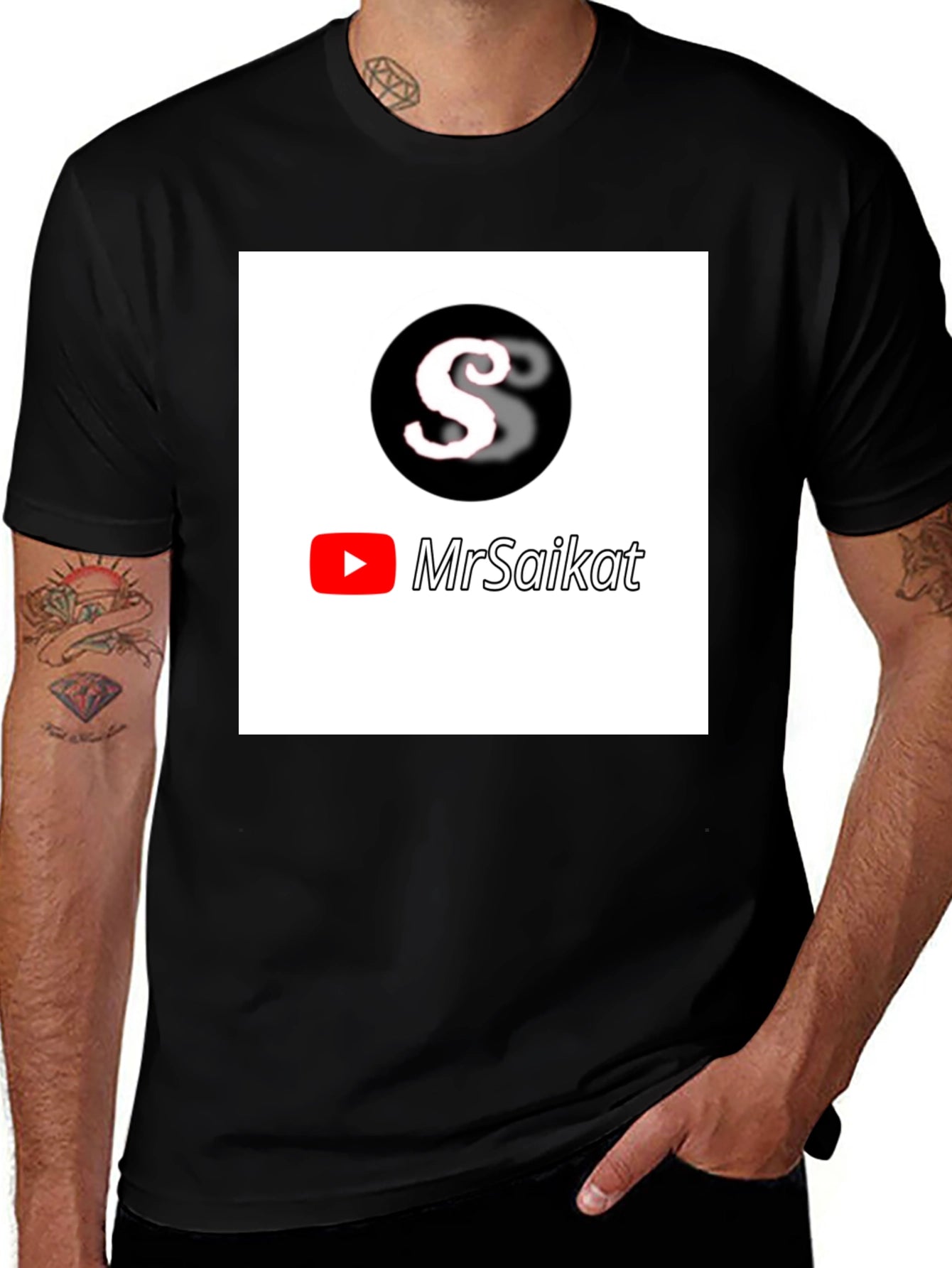 MrSaikat Logo Black T-Shirt