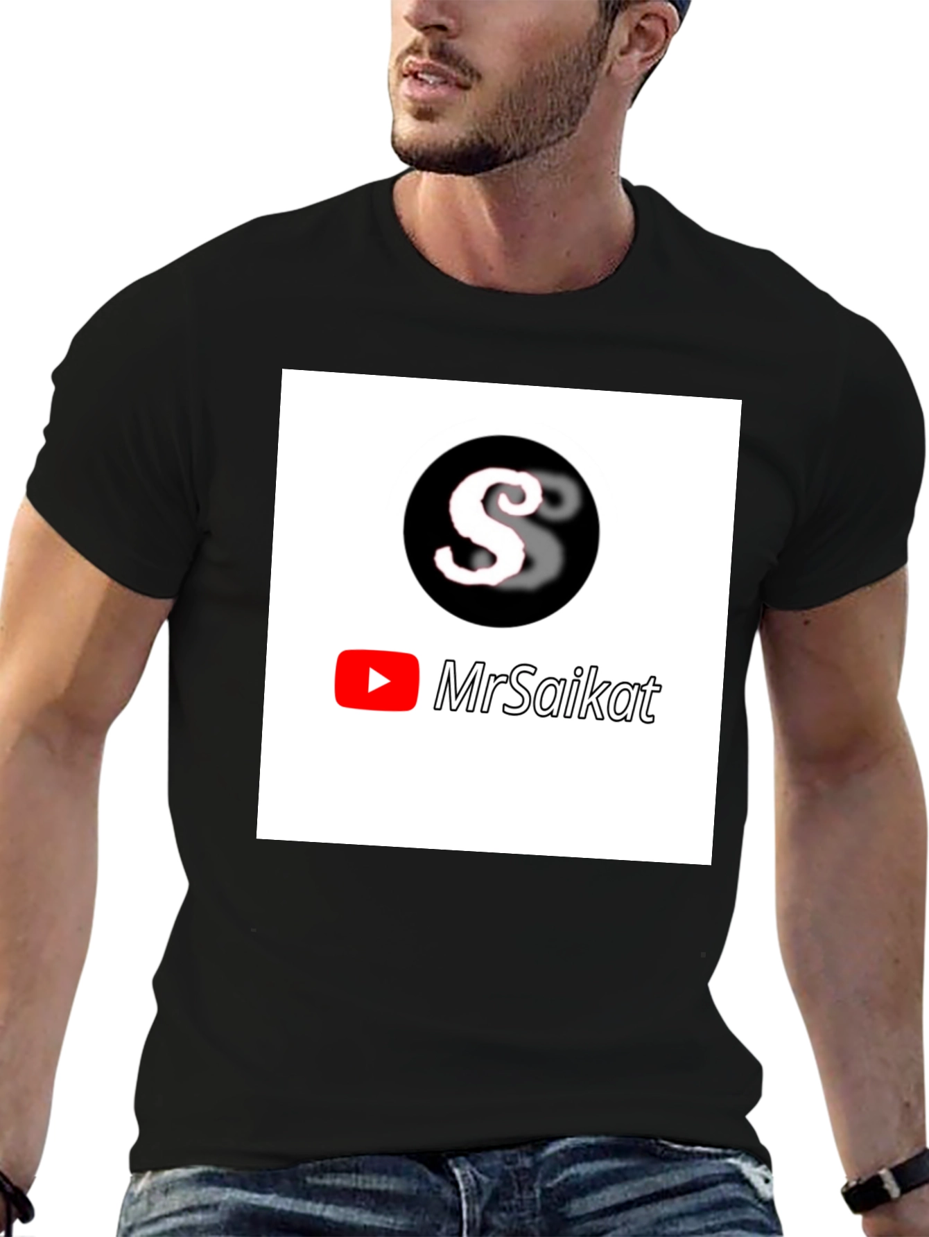MrSaikat Logo Black T-Shirt
