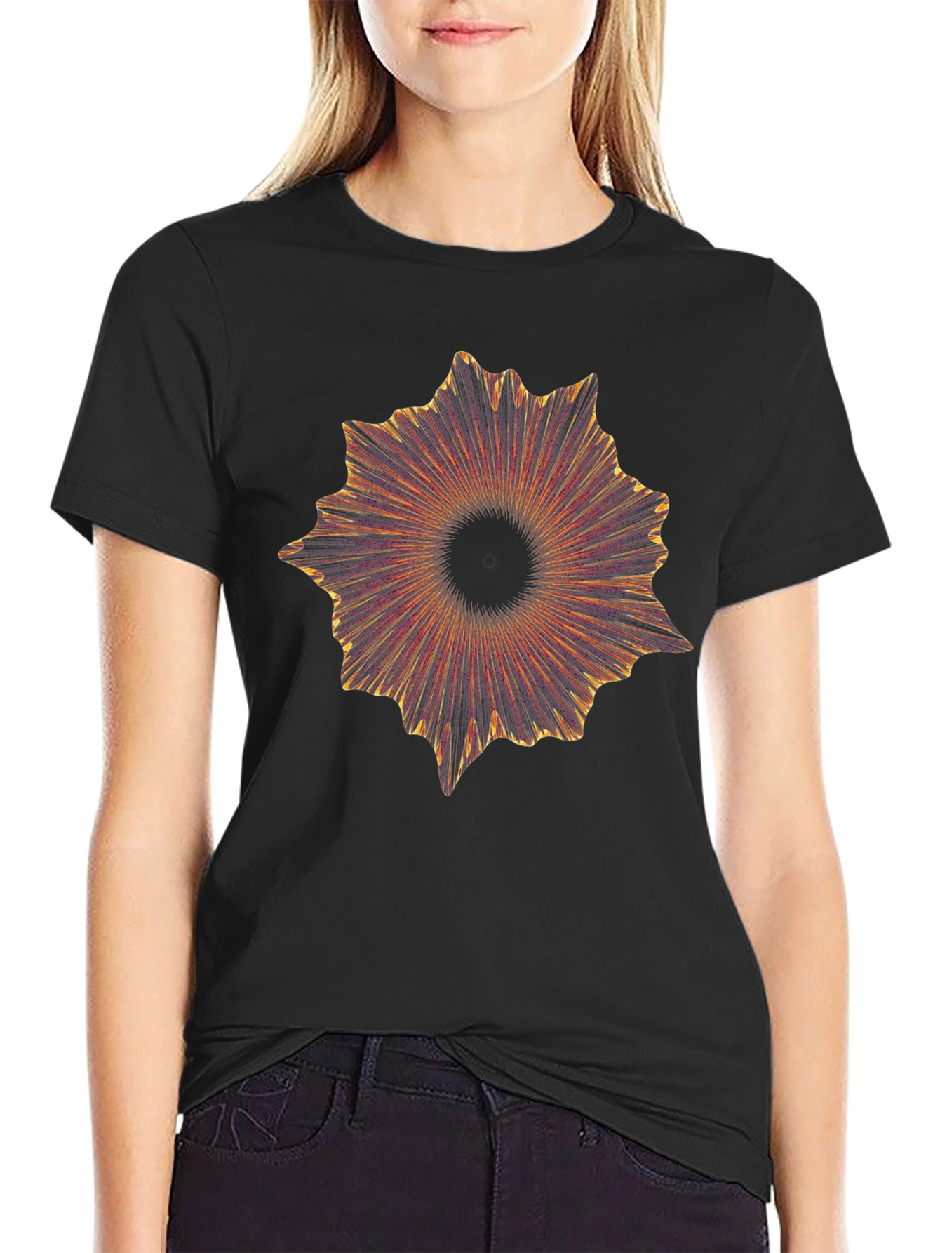 Abstract Burst Graphic Black T-Shirt
