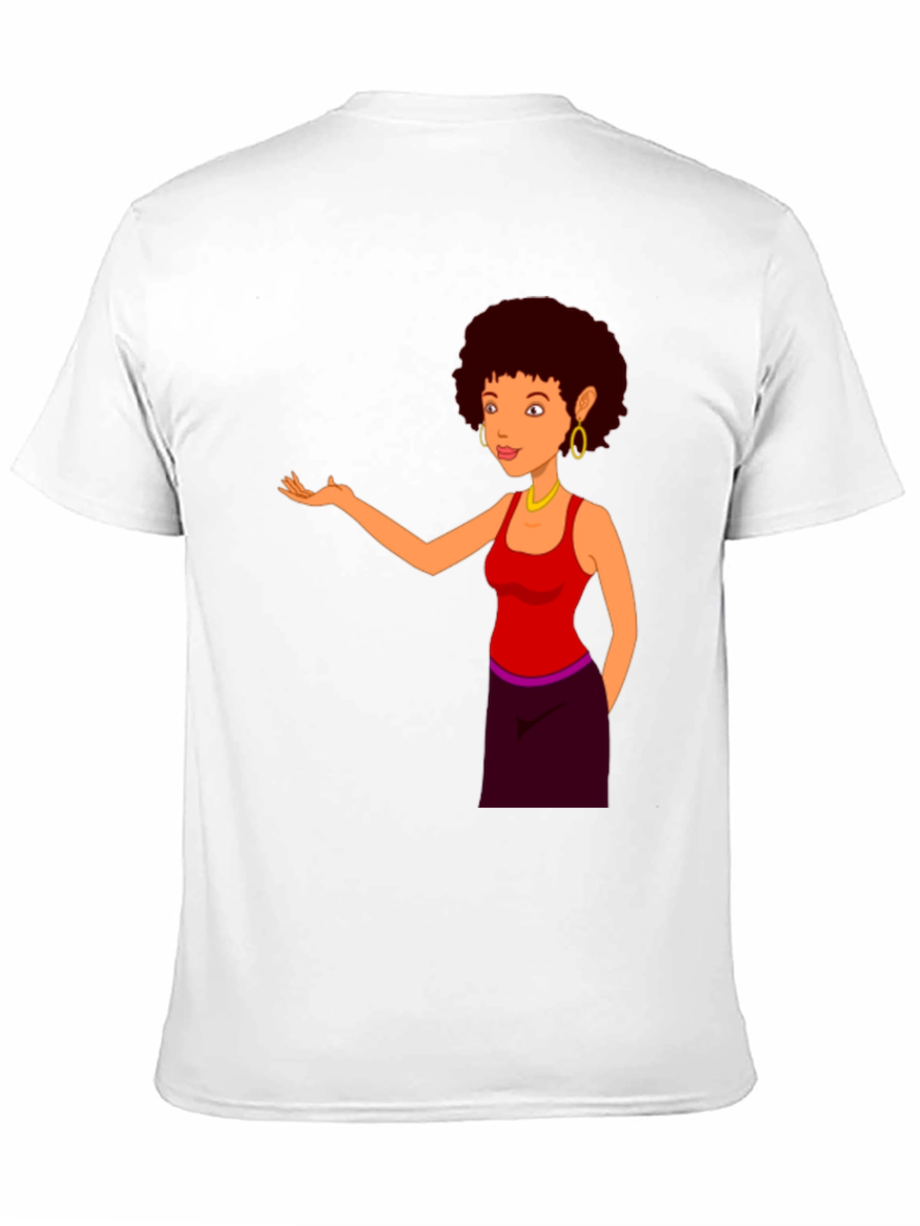 Cartoon Woman Graphic Print Black T-Shirt