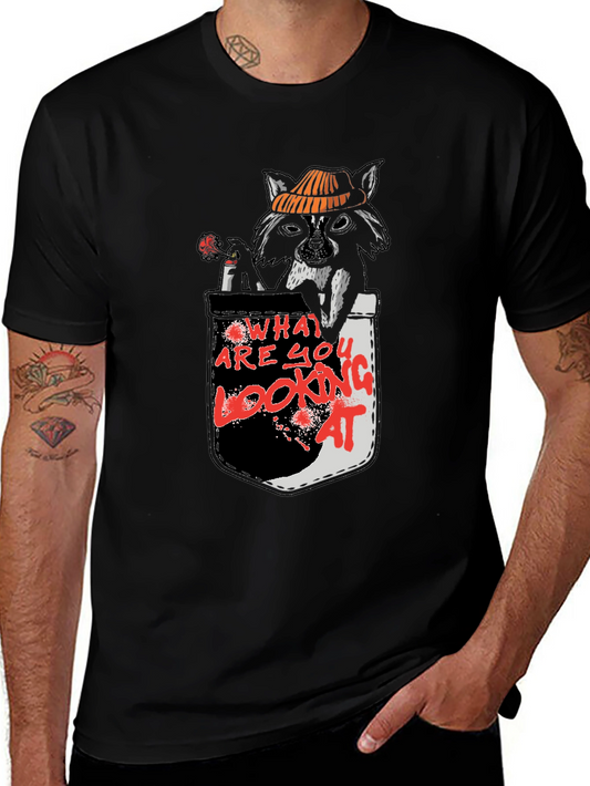 Raccoon Pocket T-Shirt - What Are You Looking At? Tee
