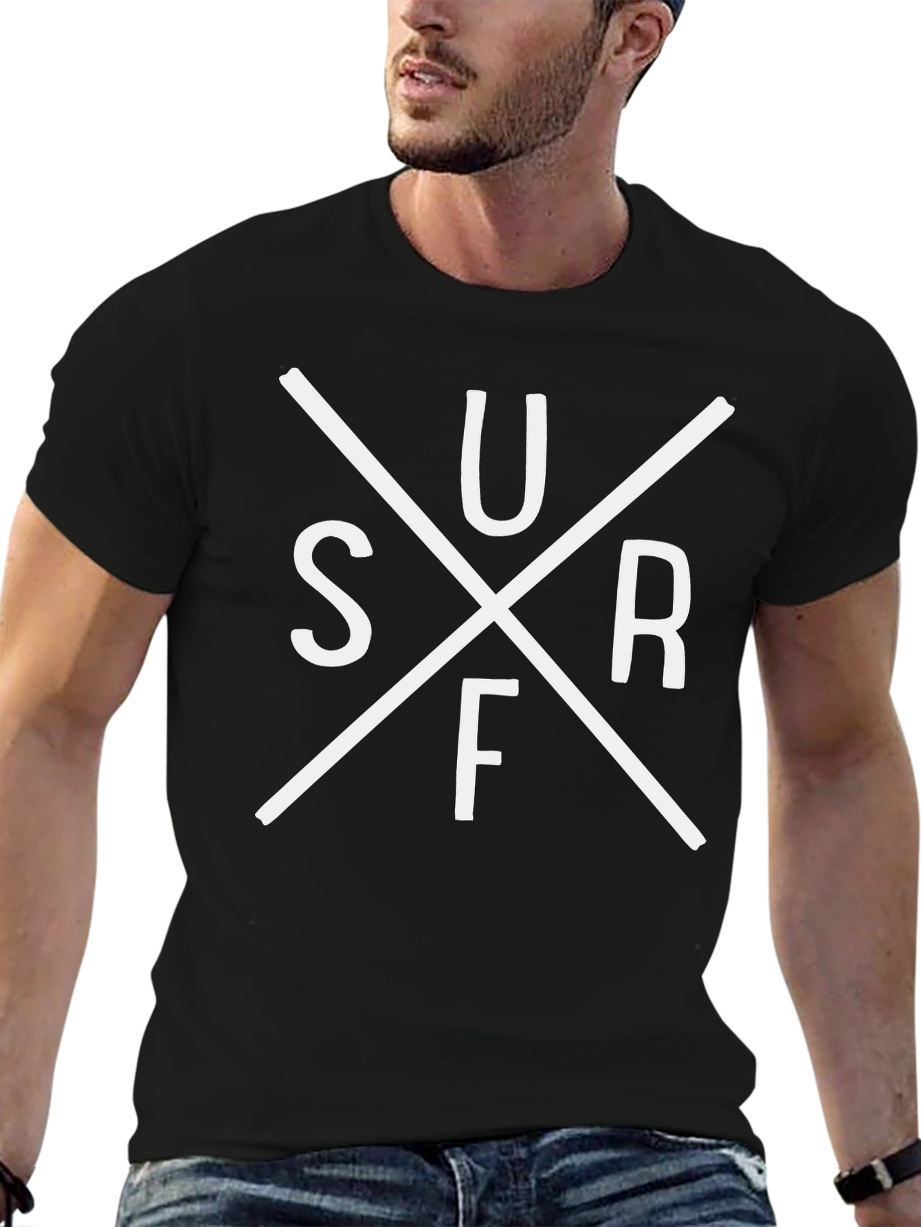 Surf Graphic Tee - Stylish Mens Black T-Shirt