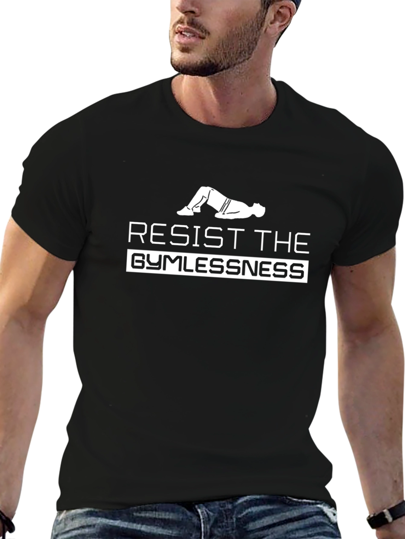 Resist the Gymlessness Black Graphic Tee
