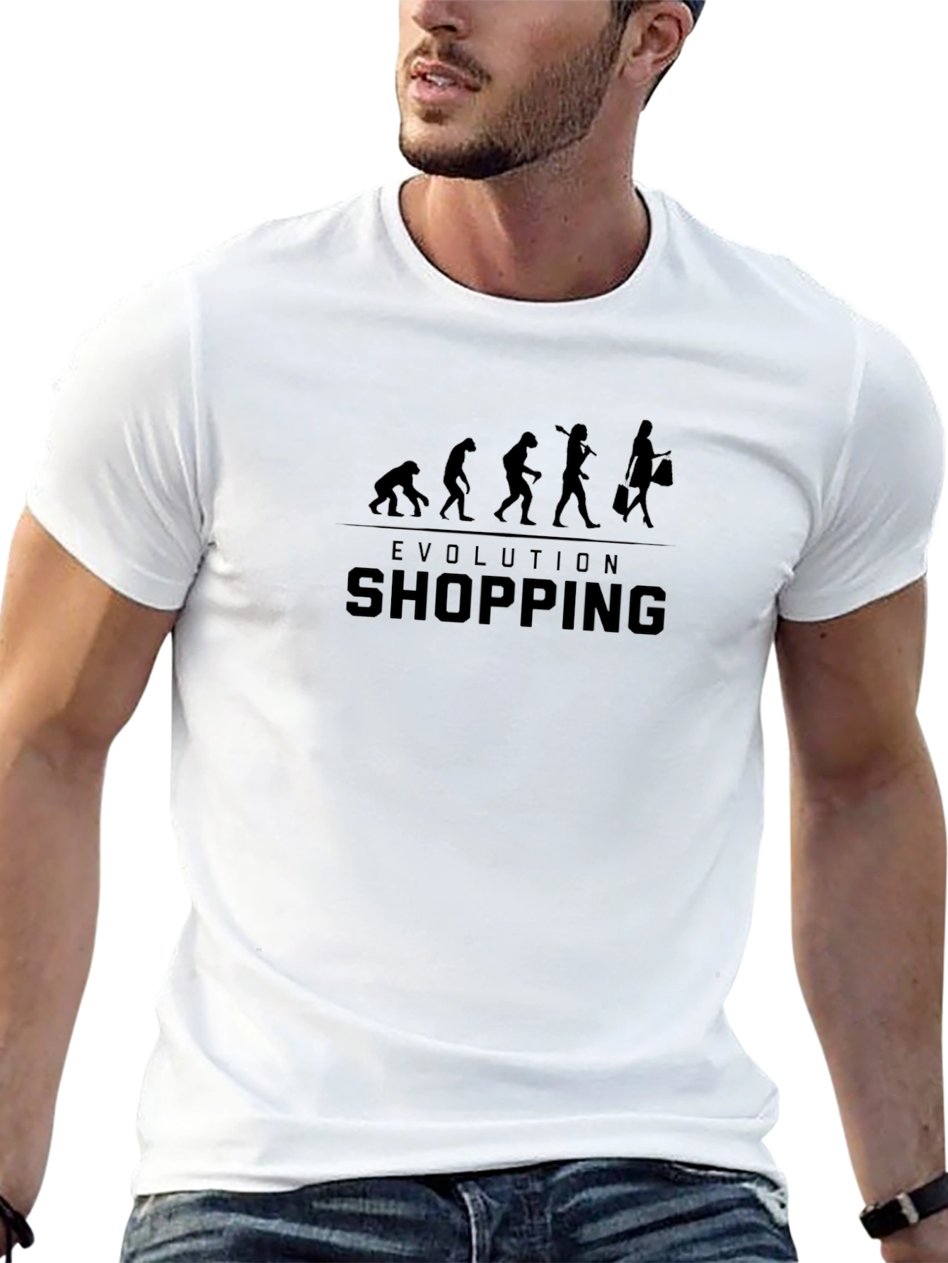 Evolution of Shopping Black T-Shirt