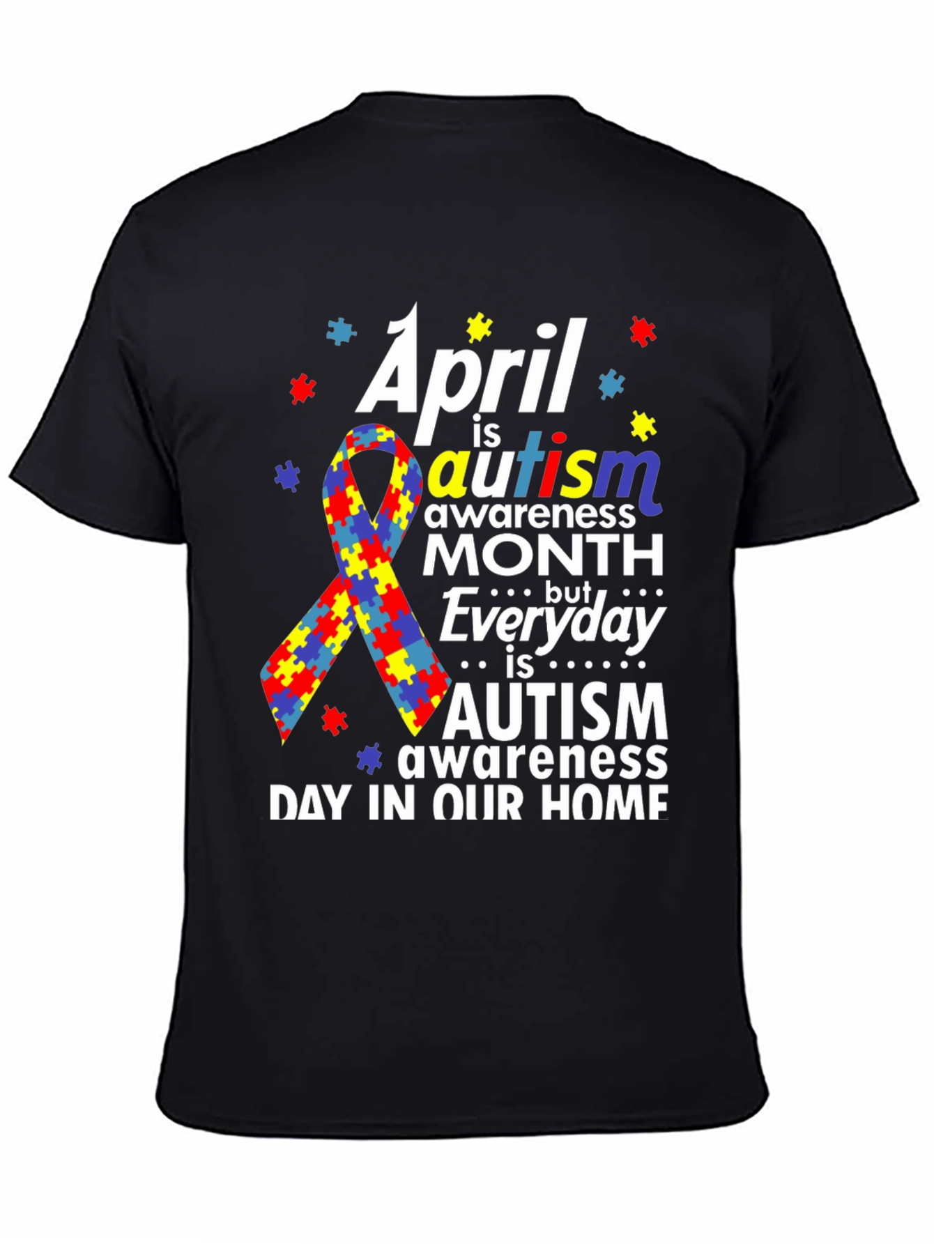 Autism Awareness T-Shirt - Puzzle Ribbon Design