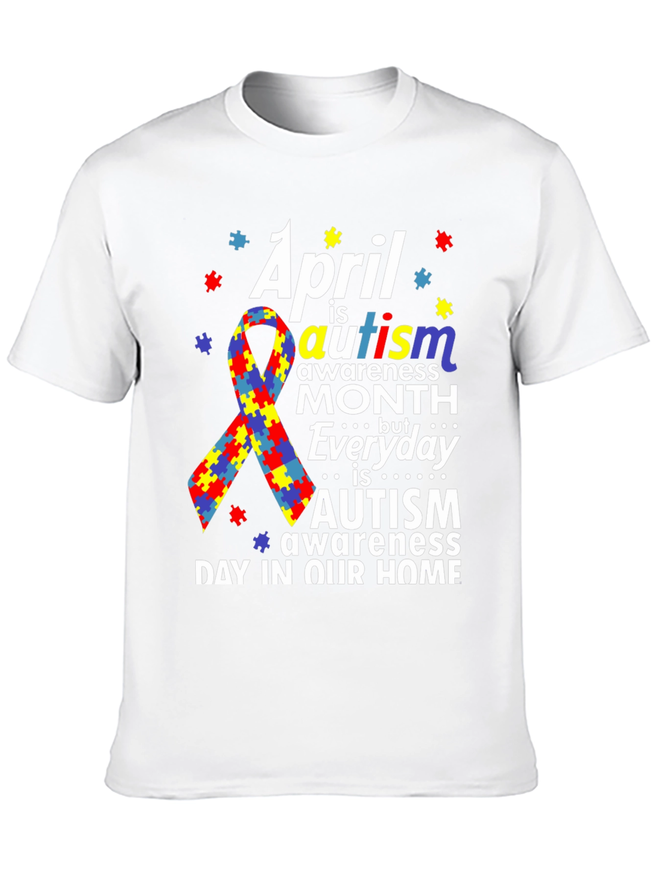 Autism Awareness T-Shirt - Puzzle Ribbon Design