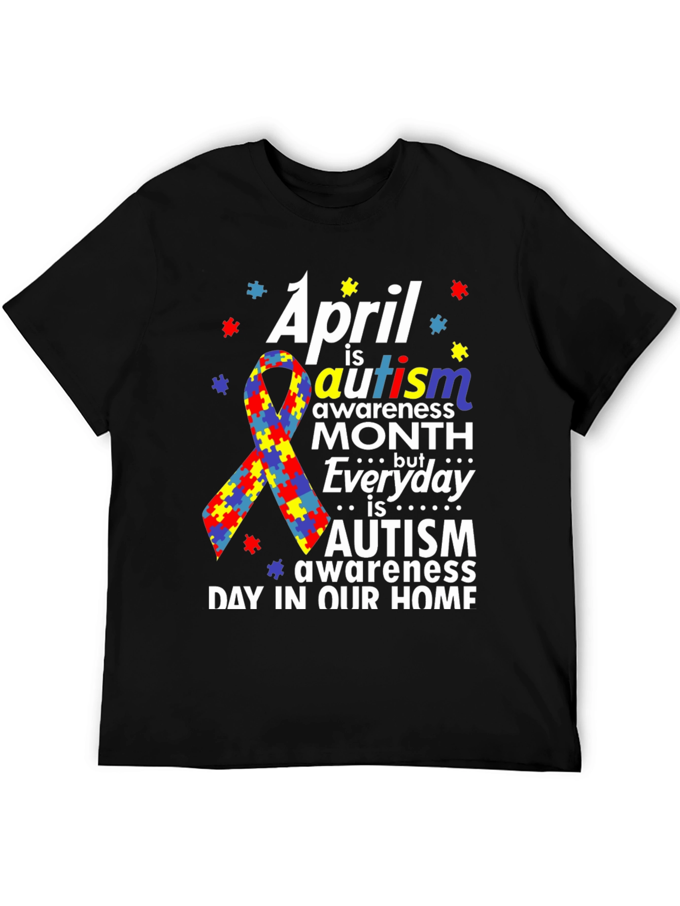 Autism Awareness T-Shirt - Puzzle Ribbon Design