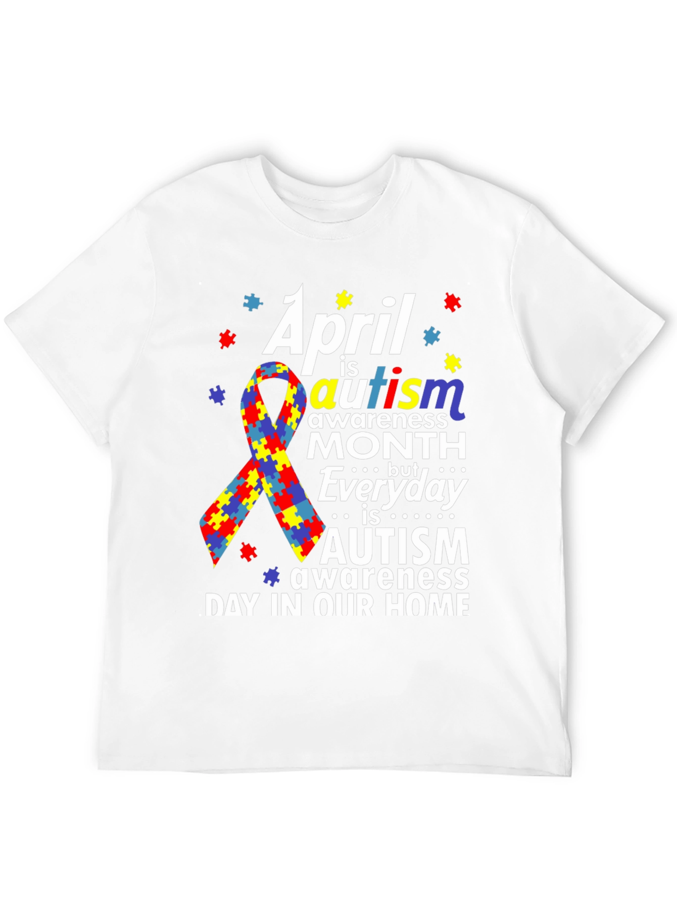 Autism Awareness T-Shirt - Puzzle Ribbon Design