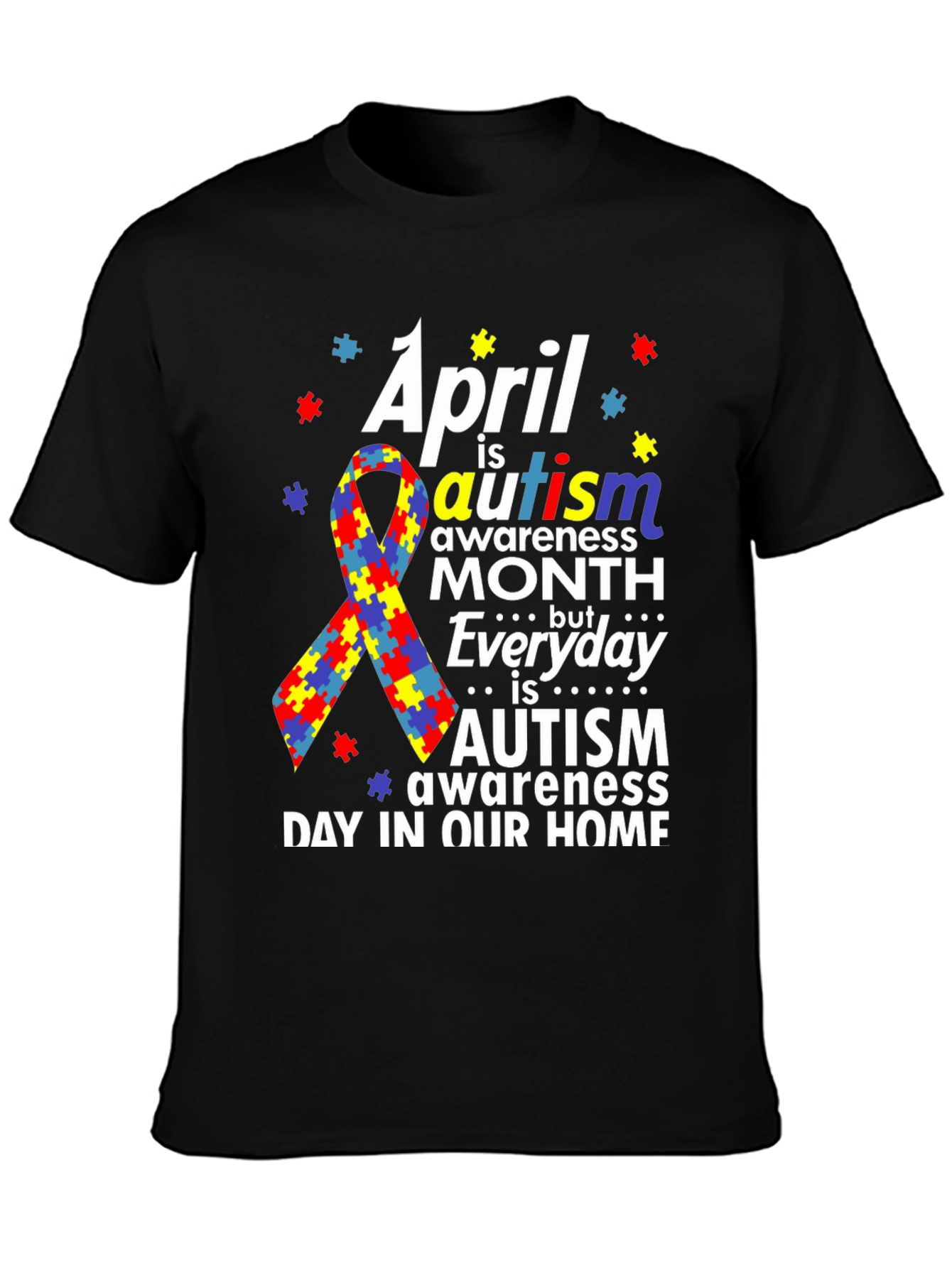 Autism Awareness T-Shirt - Puzzle Ribbon Design