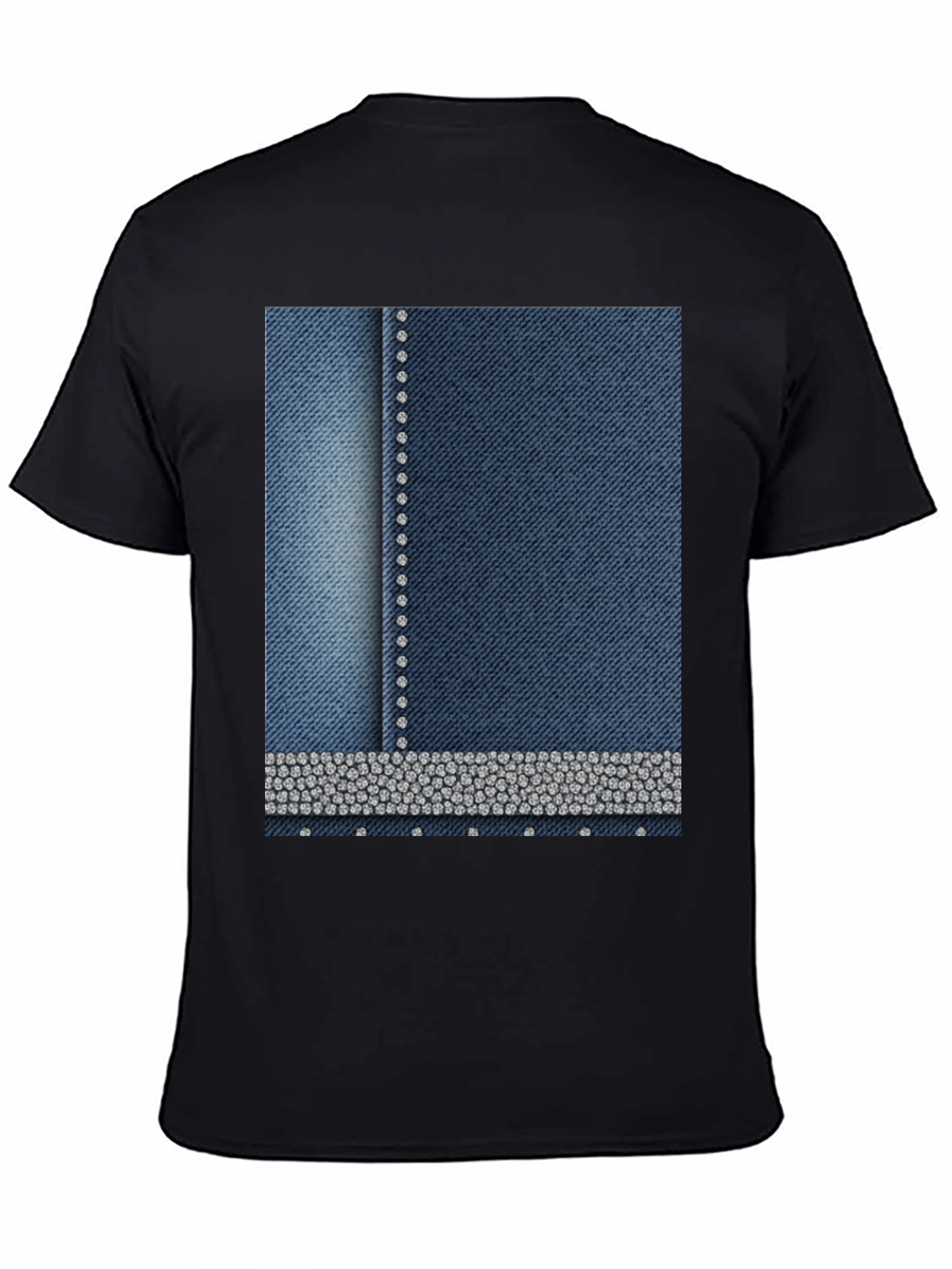 Denim Style T-Shirt with Rhinestone Detail