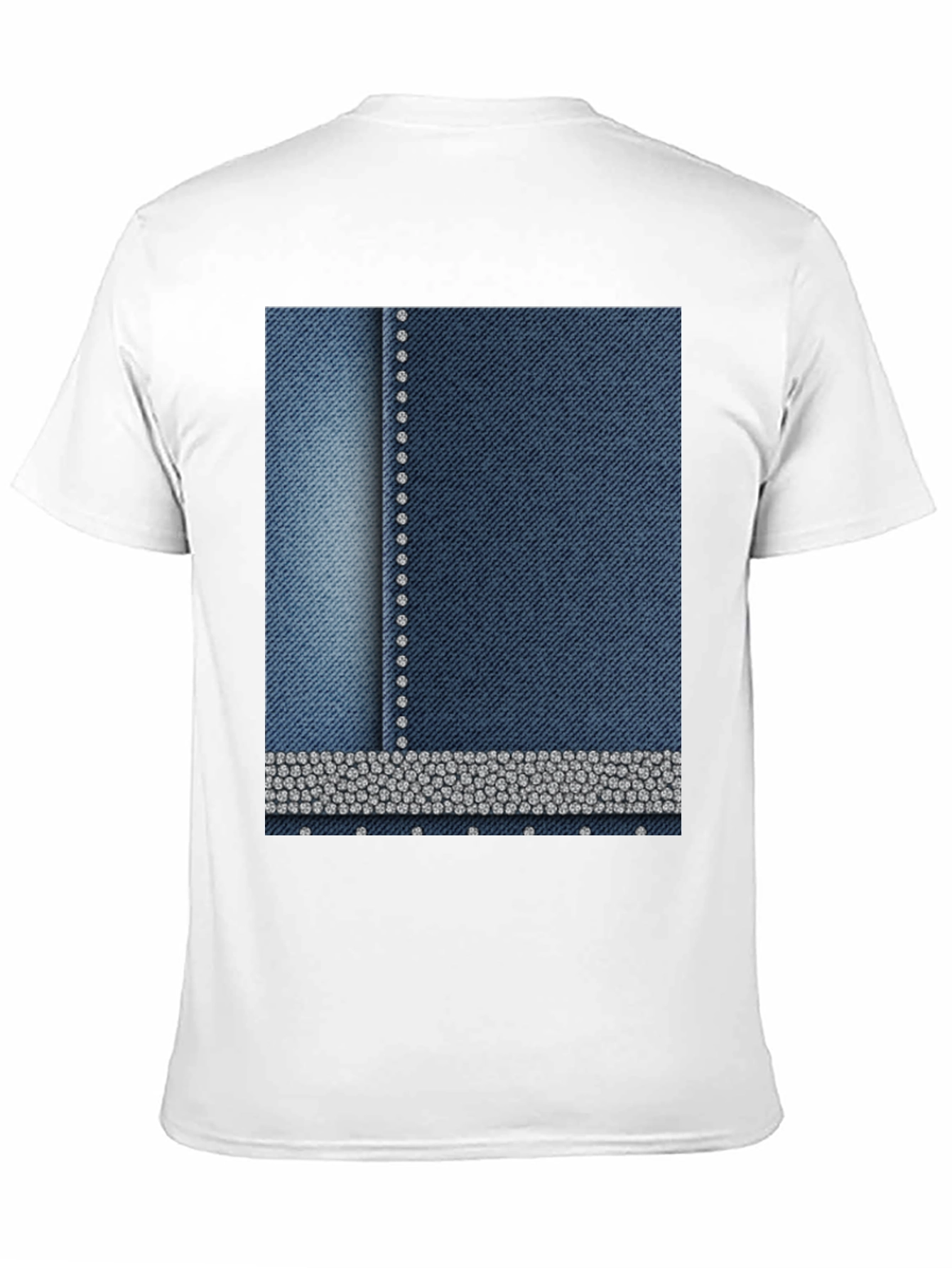 Denim Style T-Shirt with Rhinestone Detail