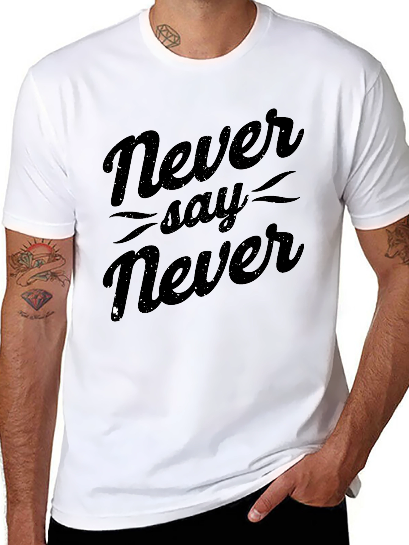 Never Say Never Black Graphic Tee