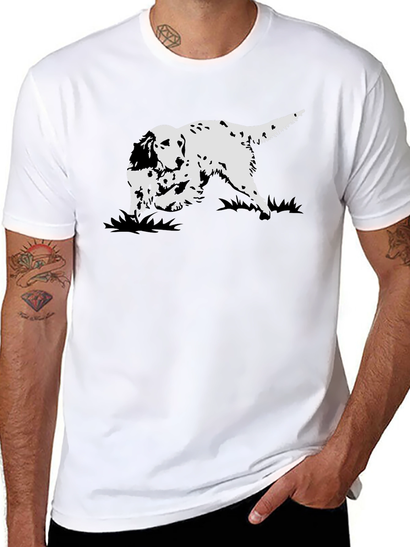 Dog Print Graphic Tee - Black T-Shirt
