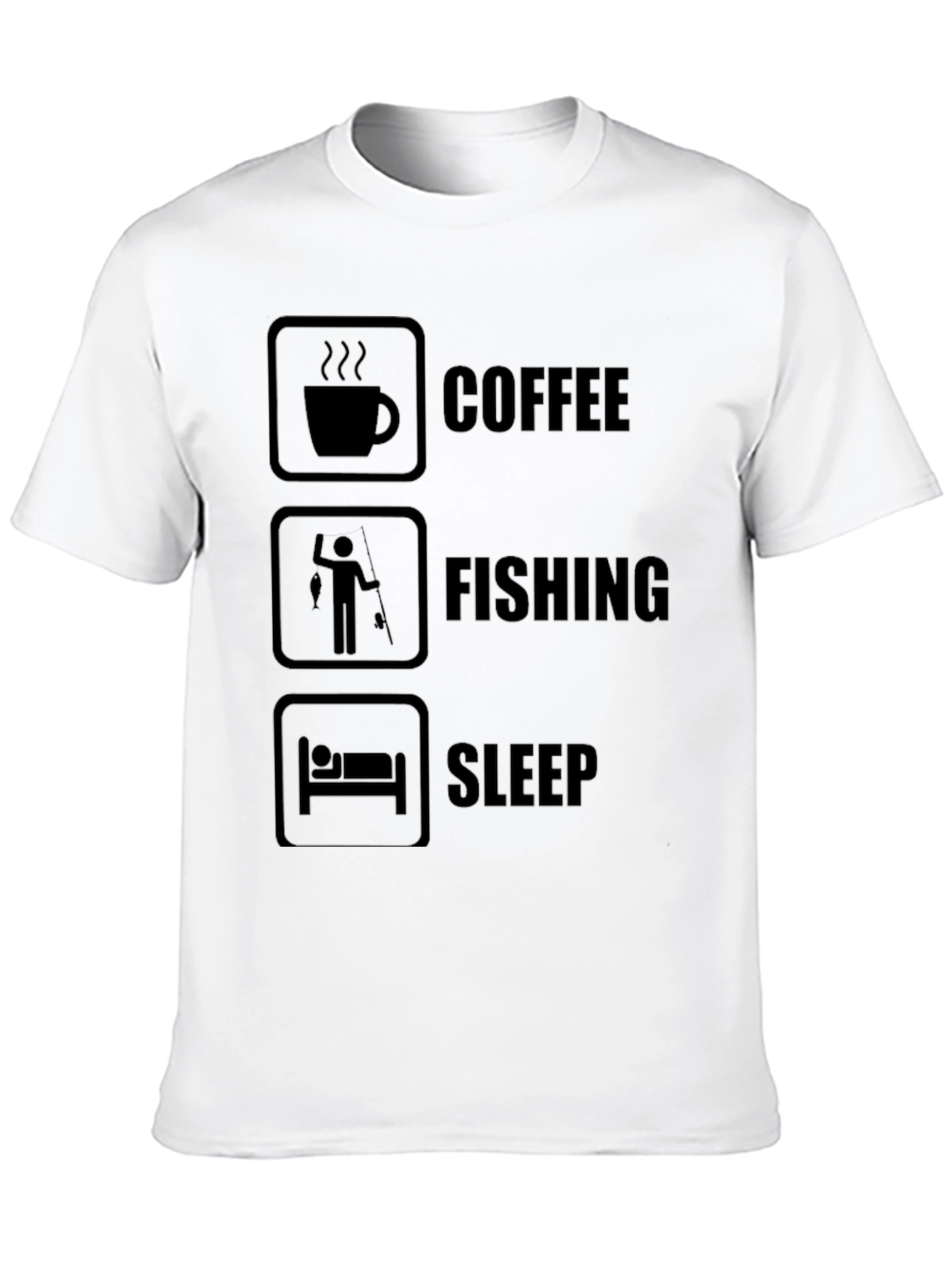 Coffee Fishing Sleep Graphic Tee - Black