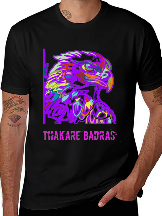 Colorful Eagle Graphic Black T-Shirt