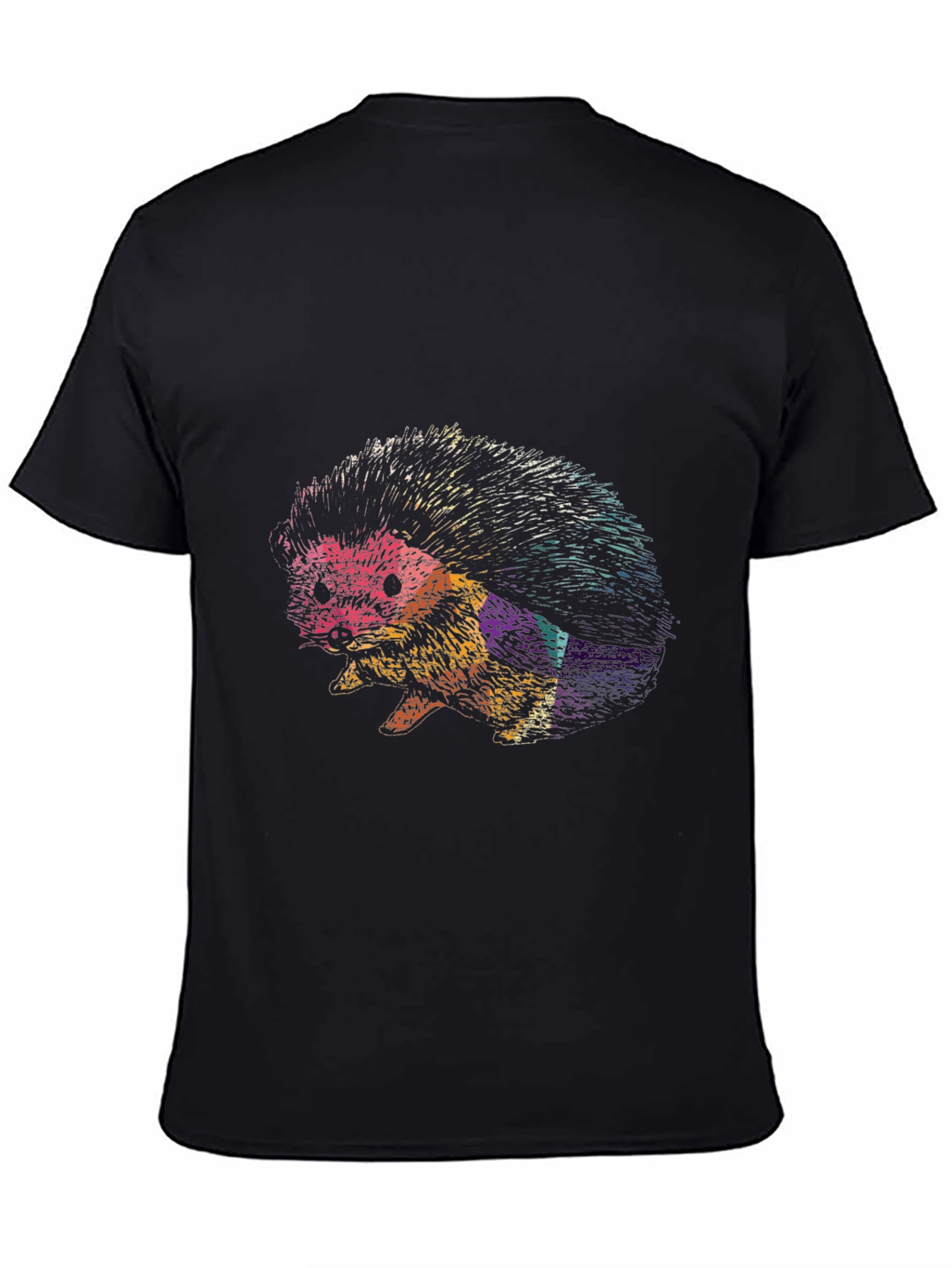 Cool Hedgehog Graphic Black Tee Shirt