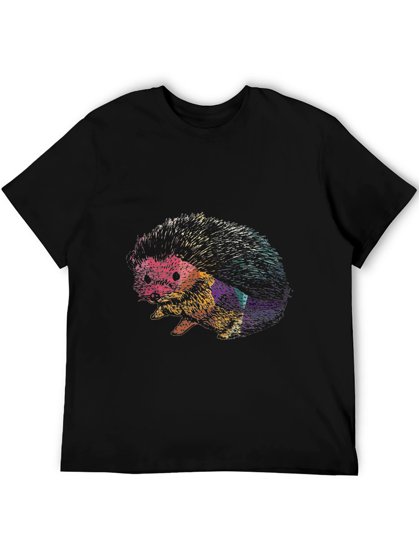 Cool Hedgehog Graphic Black Tee Shirt