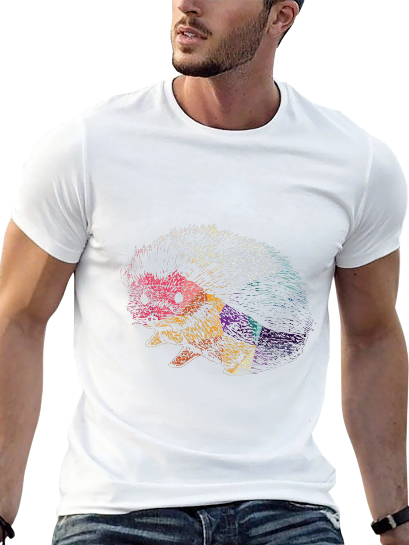 Cool Hedgehog Graphic Black Tee Shirt