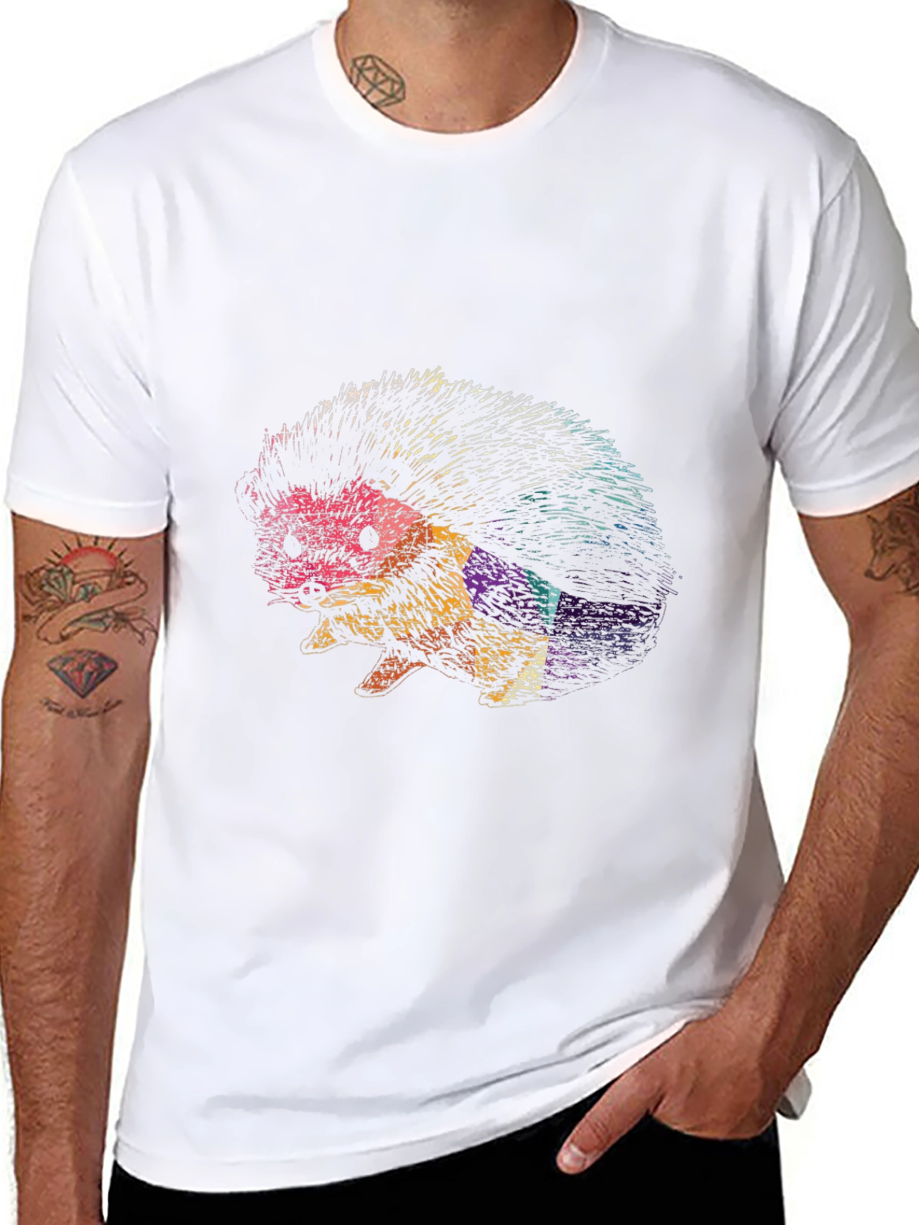 Cool Hedgehog Graphic Black Tee Shirt