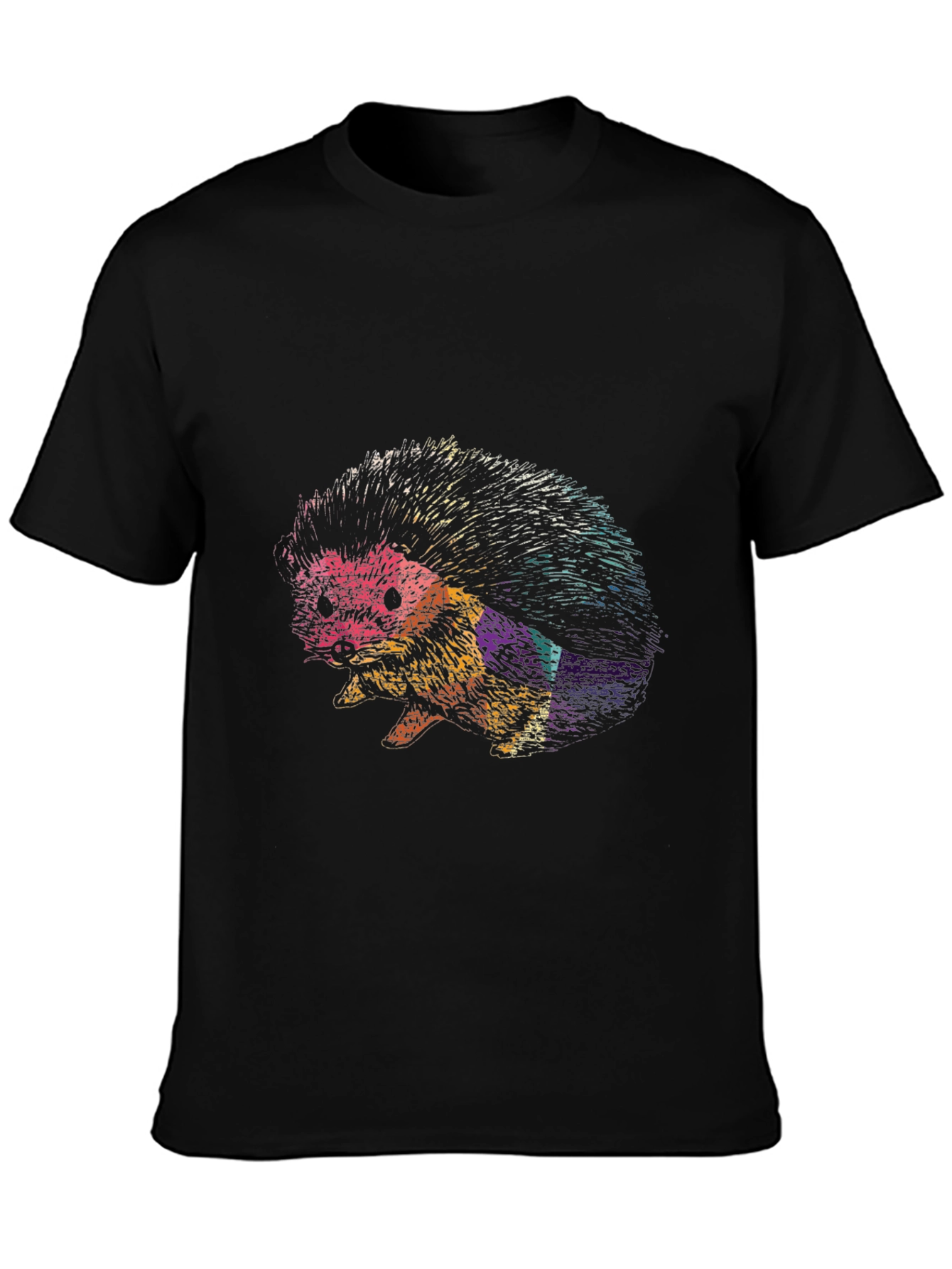 Cool Hedgehog Graphic Black Tee Shirt