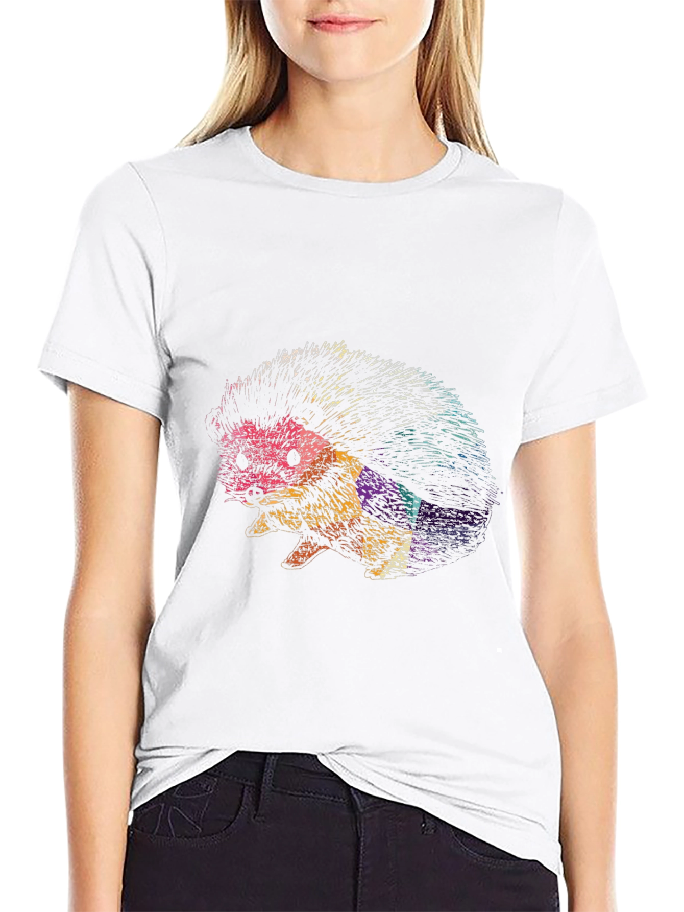 Cool Hedgehog Graphic Black Tee Shirt
