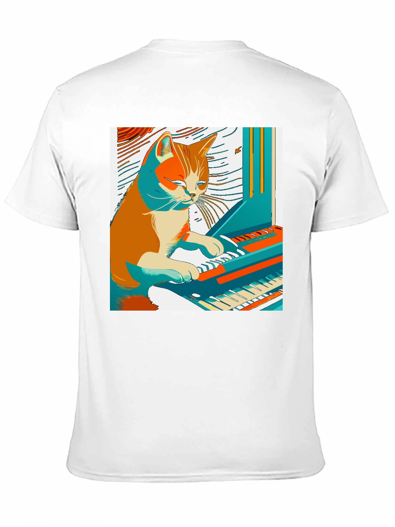 Cat Playing Piano Graphic Tee - Unique & Stylish