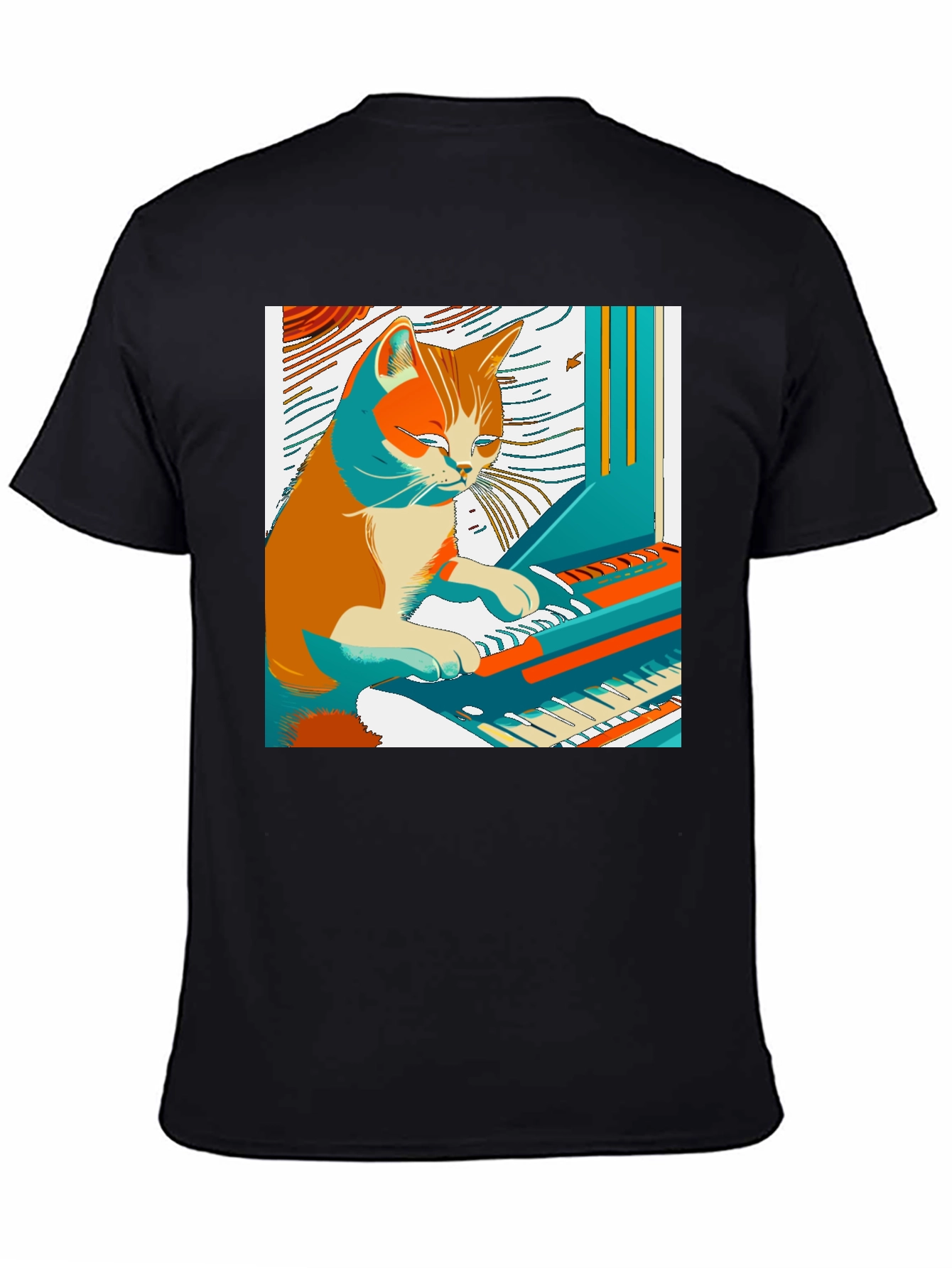 Cat Playing Piano Graphic Tee - Unique & Stylish