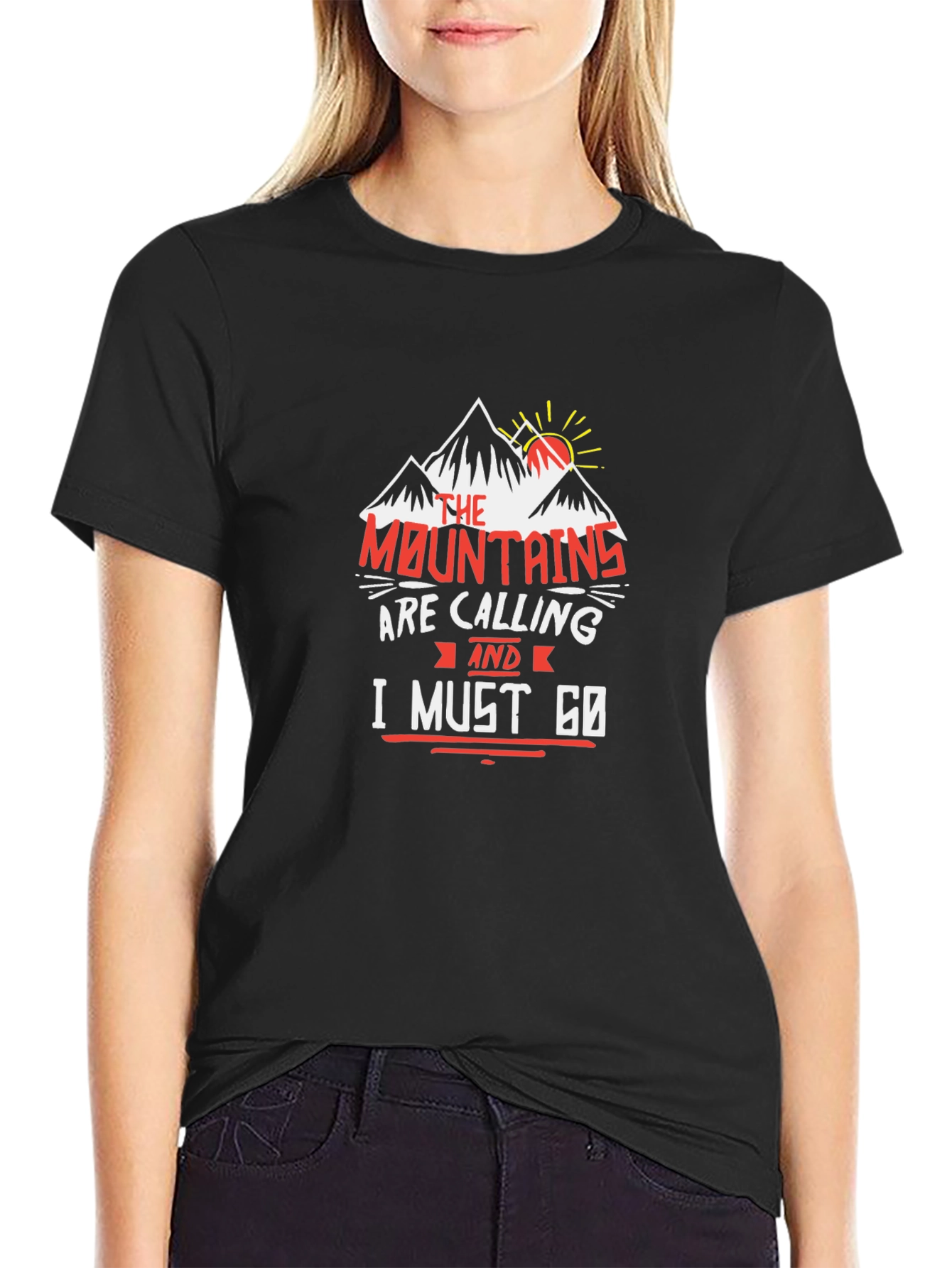 Mountains are Calling Black Graphic Tee