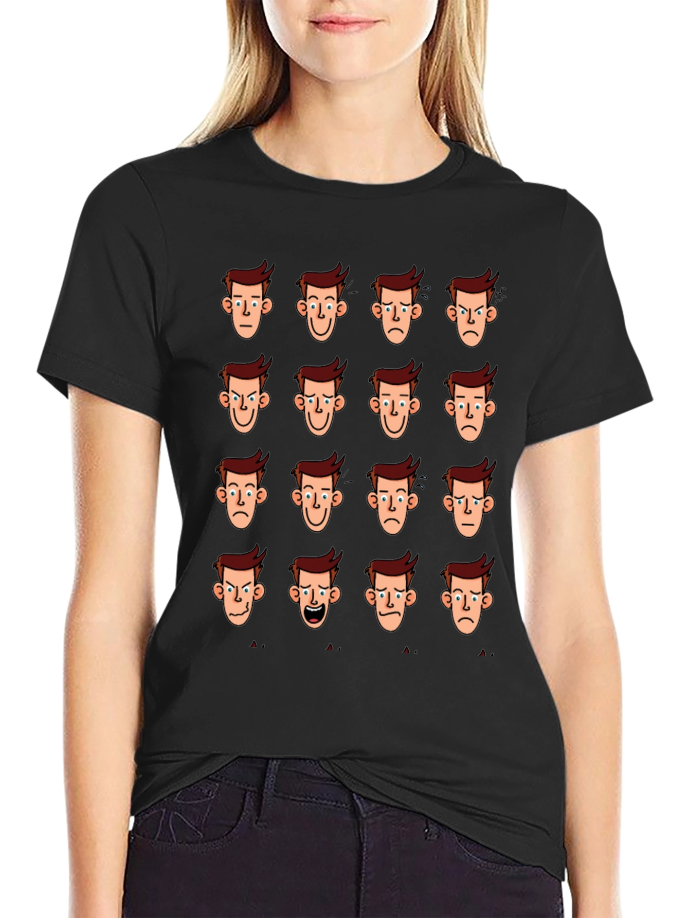 Mood Faces Graphic Tee - Black