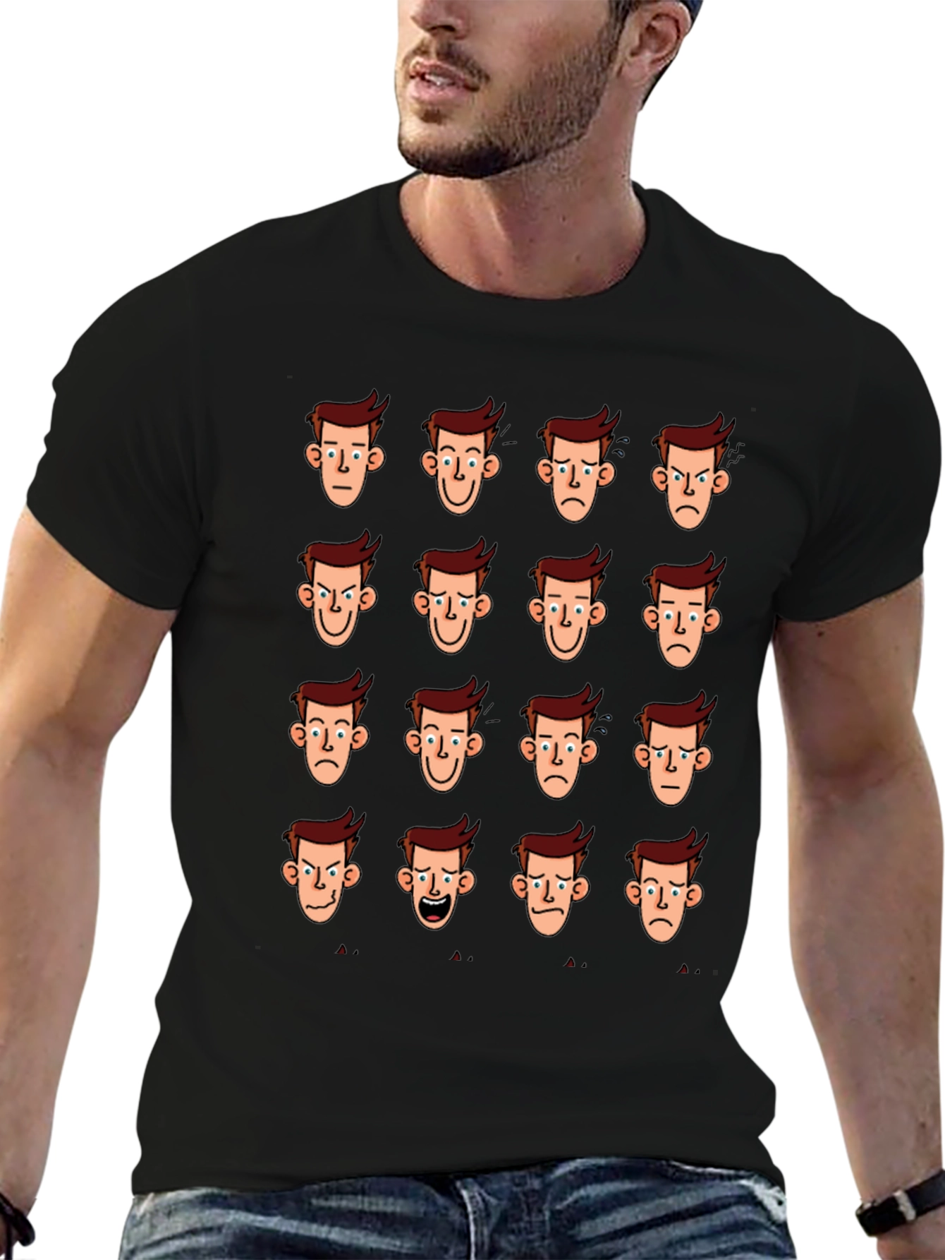 Mood Faces Graphic Tee - Black