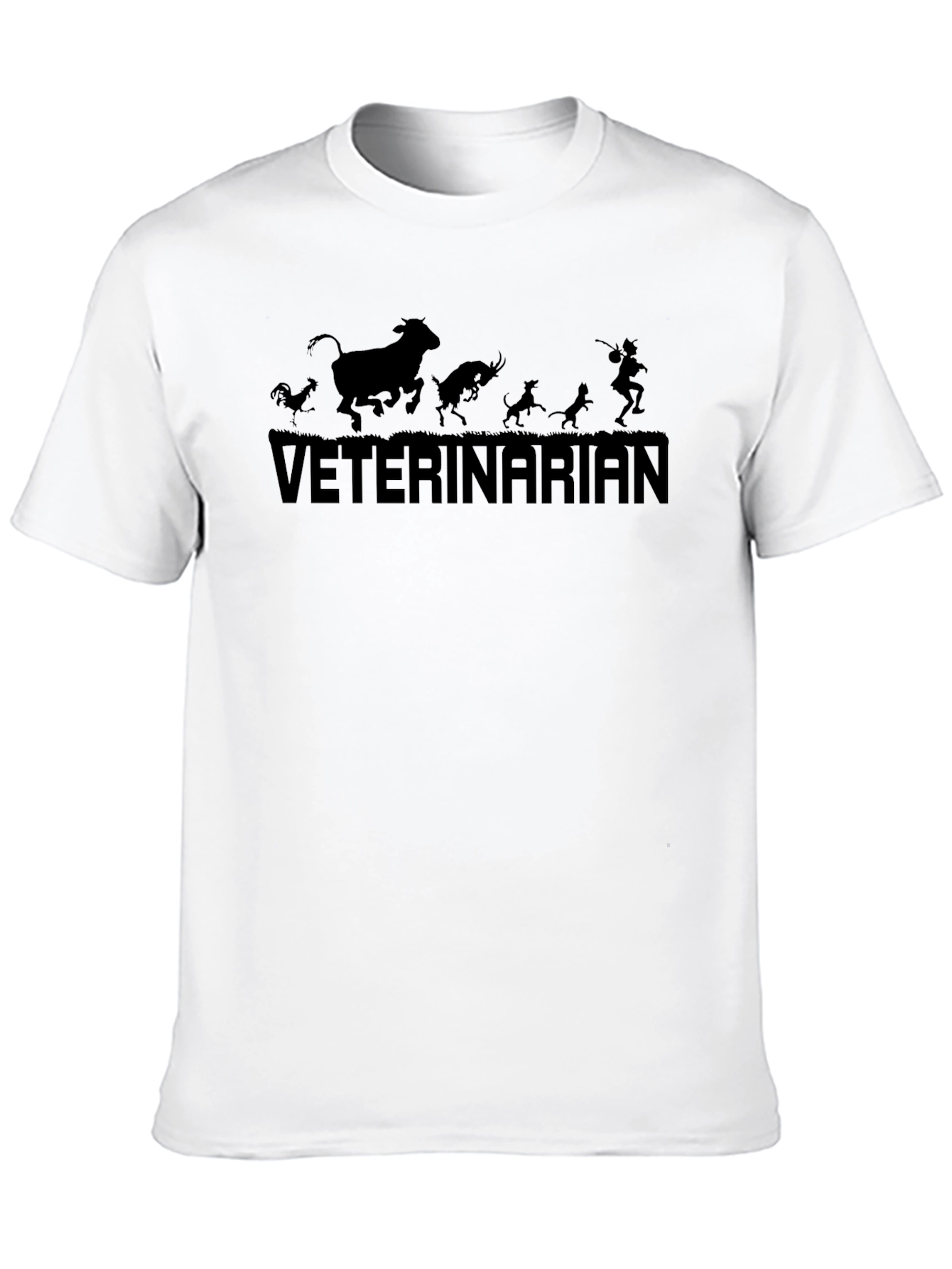 Veterinarian Animal Silhouette Black T-Shirt