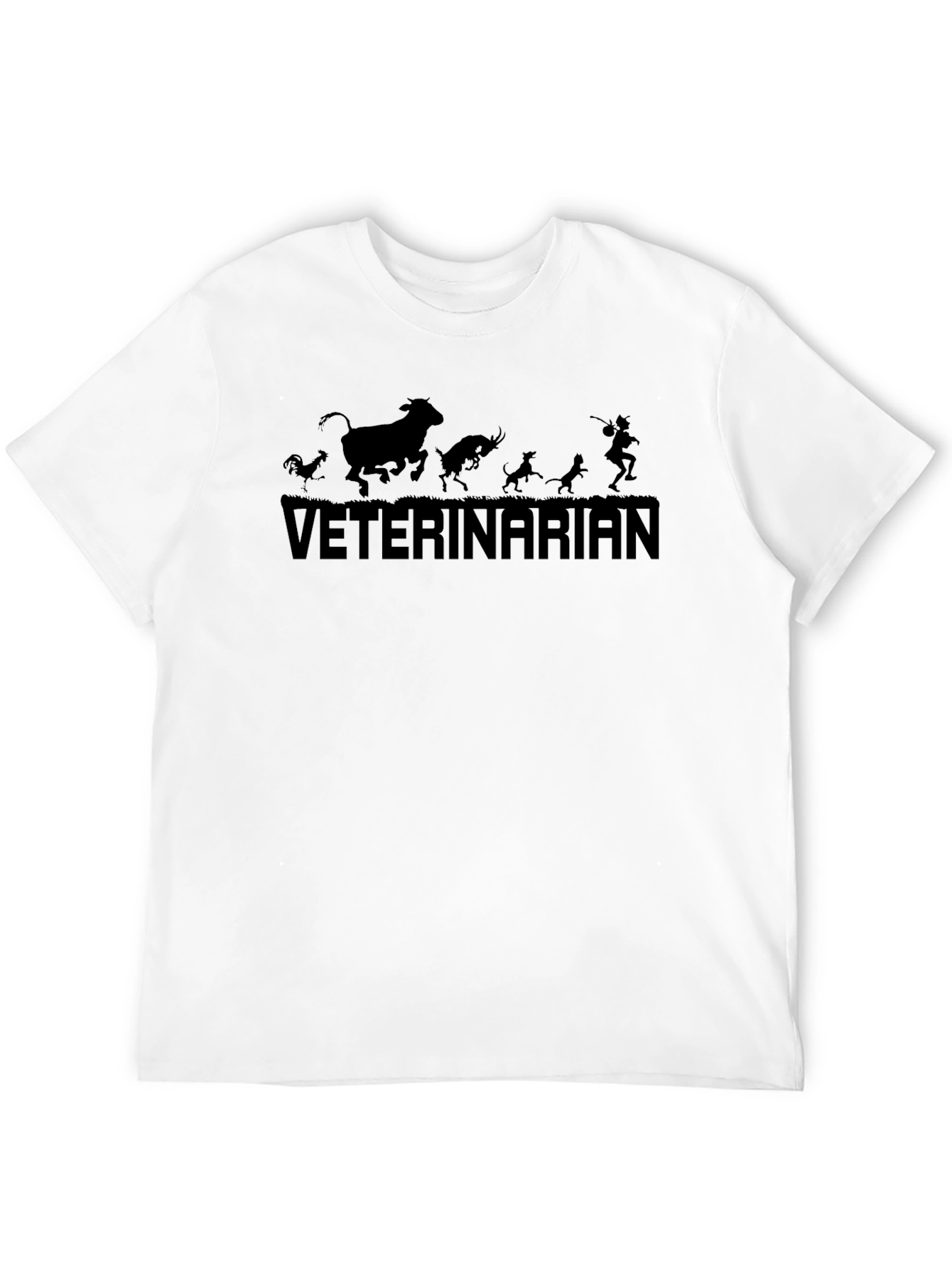 Veterinarian Animal Silhouette Black T-Shirt