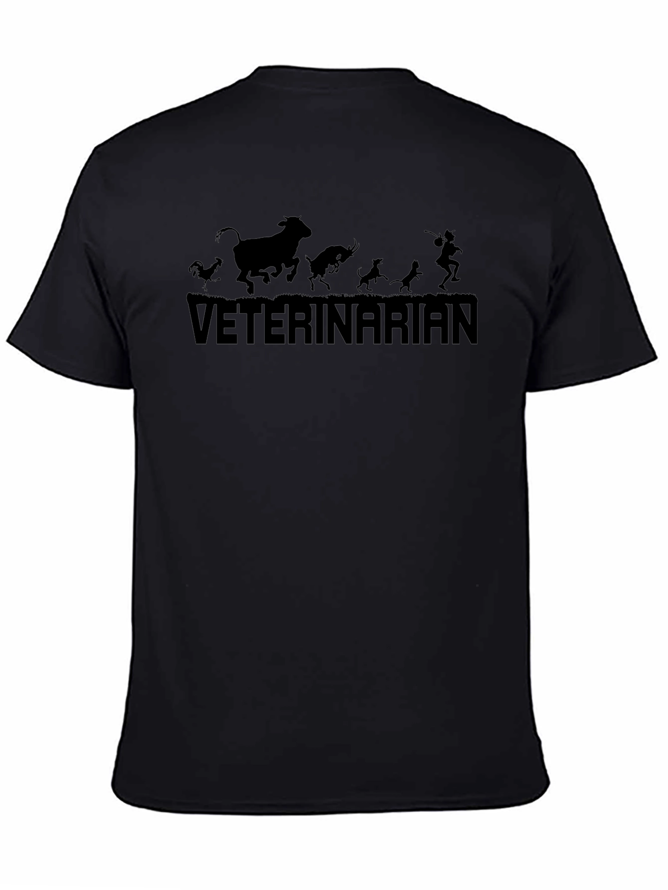 Veterinarian Animal Silhouette Black T-Shirt