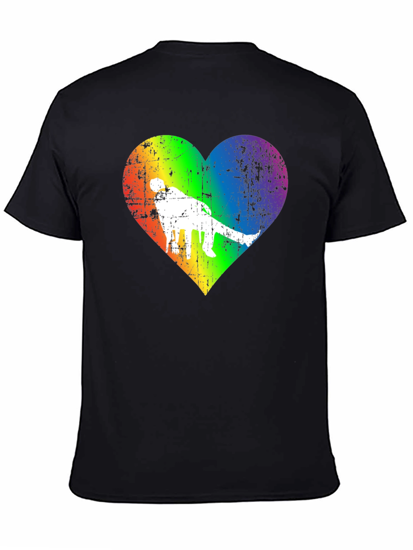 LGBTQ+ Pride Dinosaur Rainbow Heart Graphic Tee