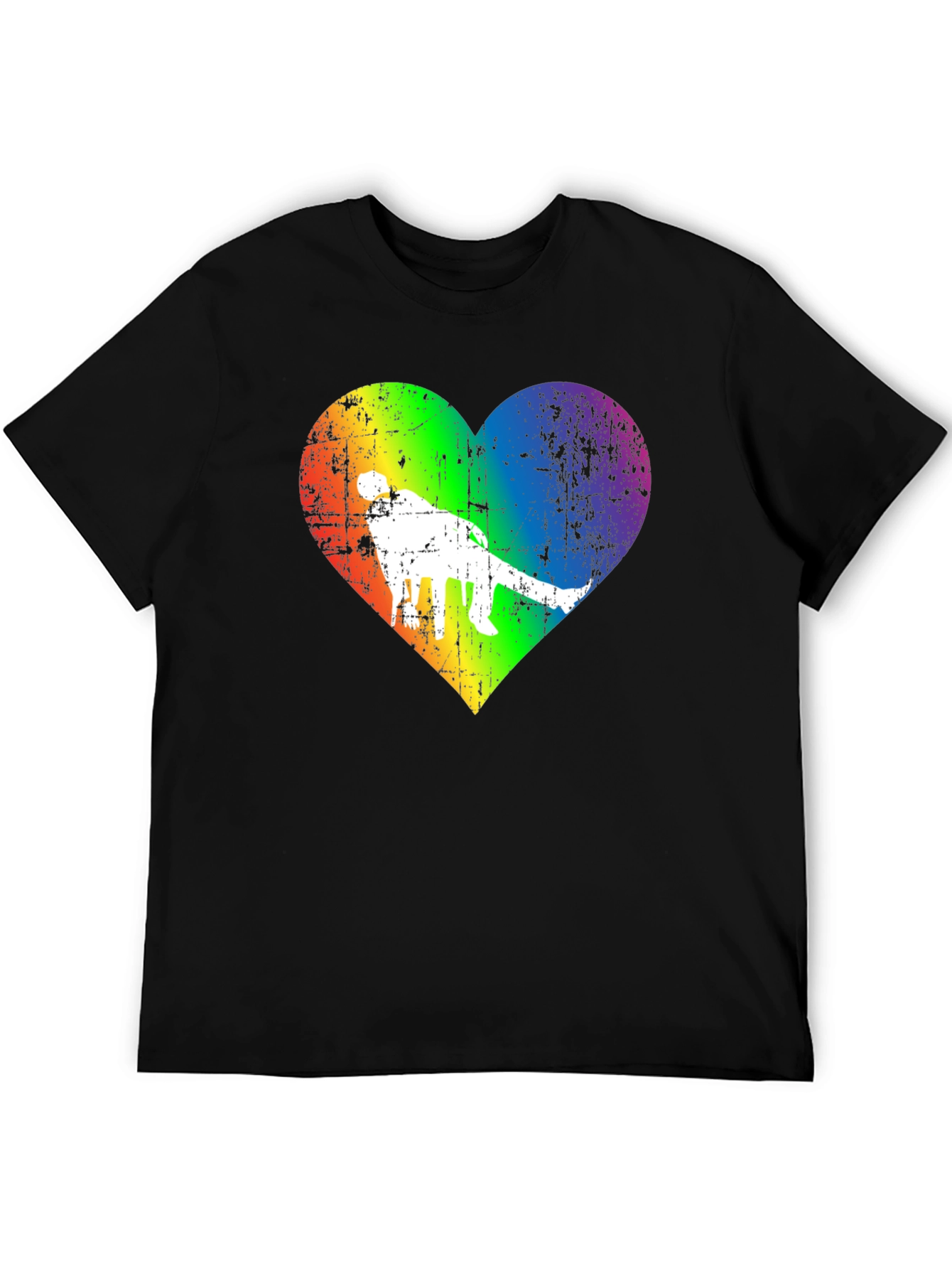 LGBTQ+ Pride Dinosaur Rainbow Heart Graphic Tee