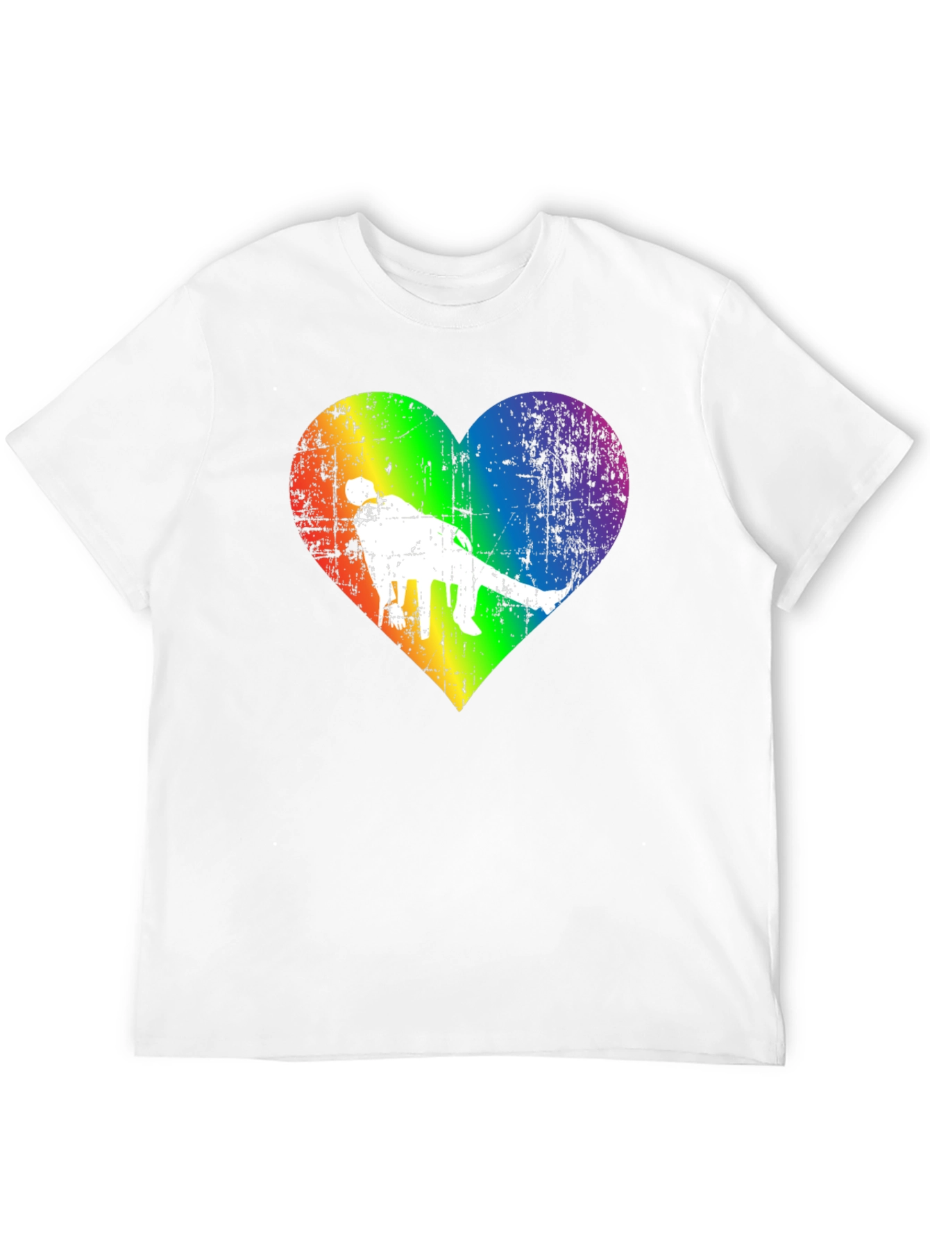 LGBTQ+ Pride Dinosaur Rainbow Heart Graphic Tee