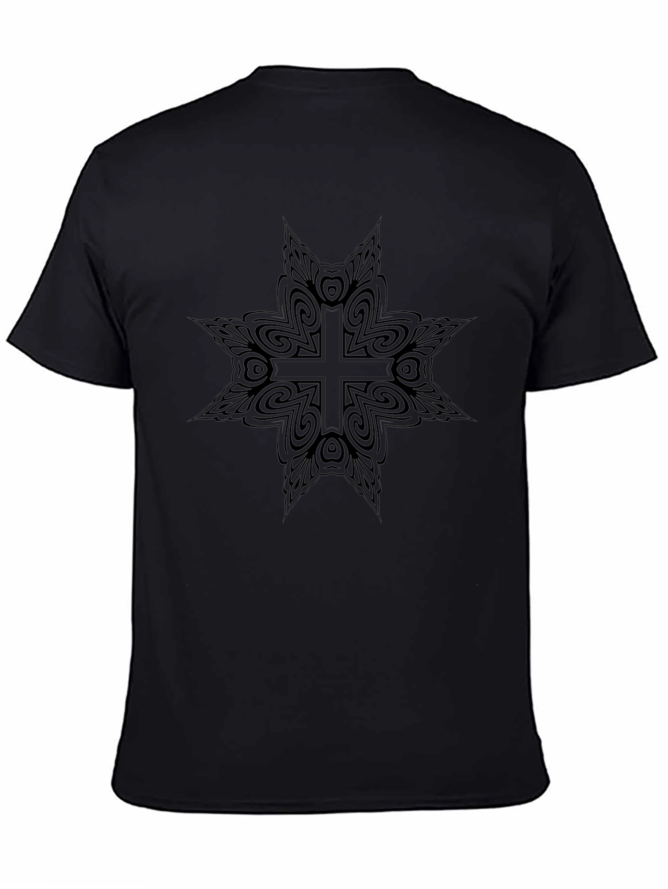 Abstract Cross Graphic Black T-Shirt