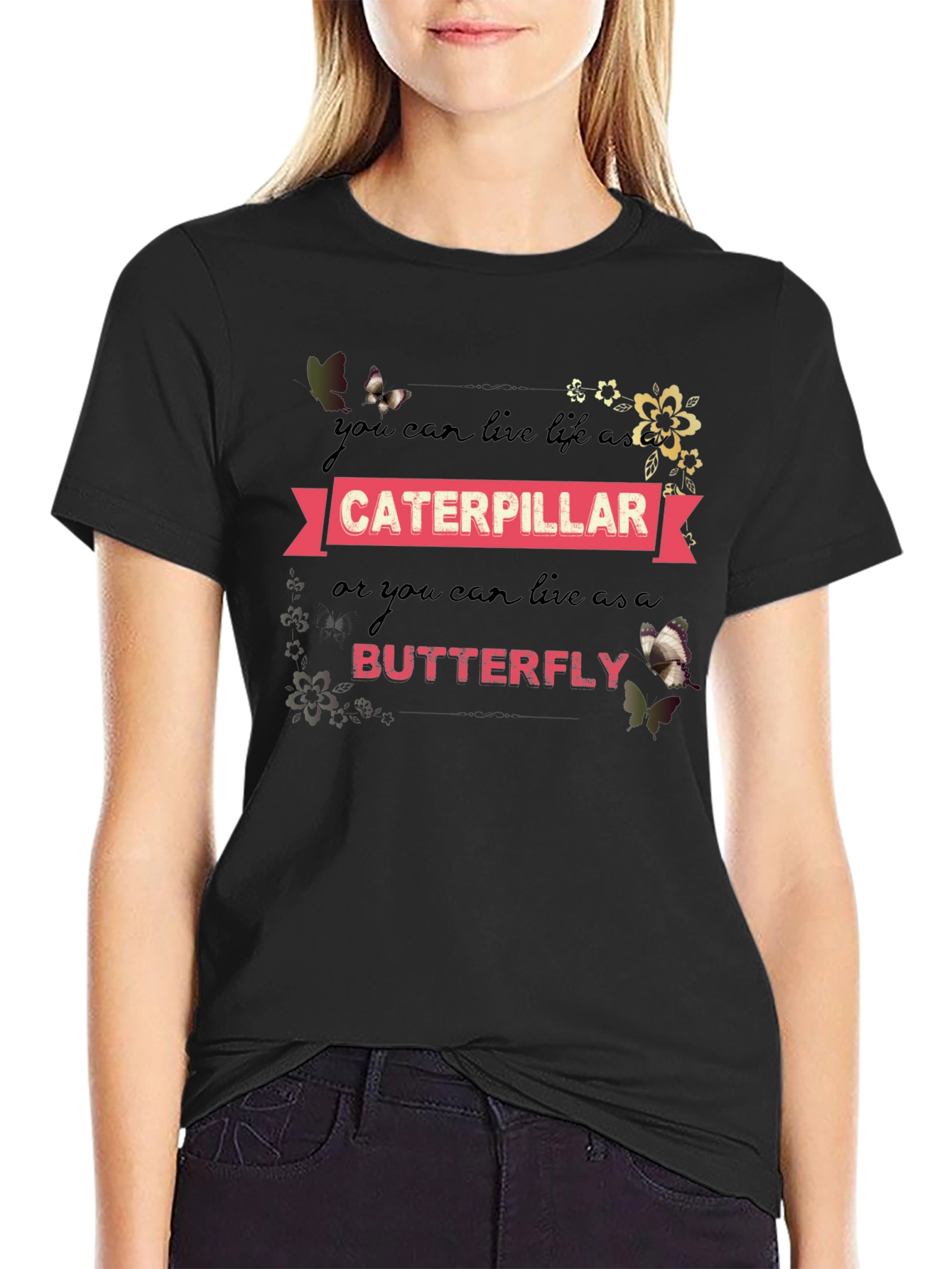 Caterpillar Butterfly Graphic T-Shirt