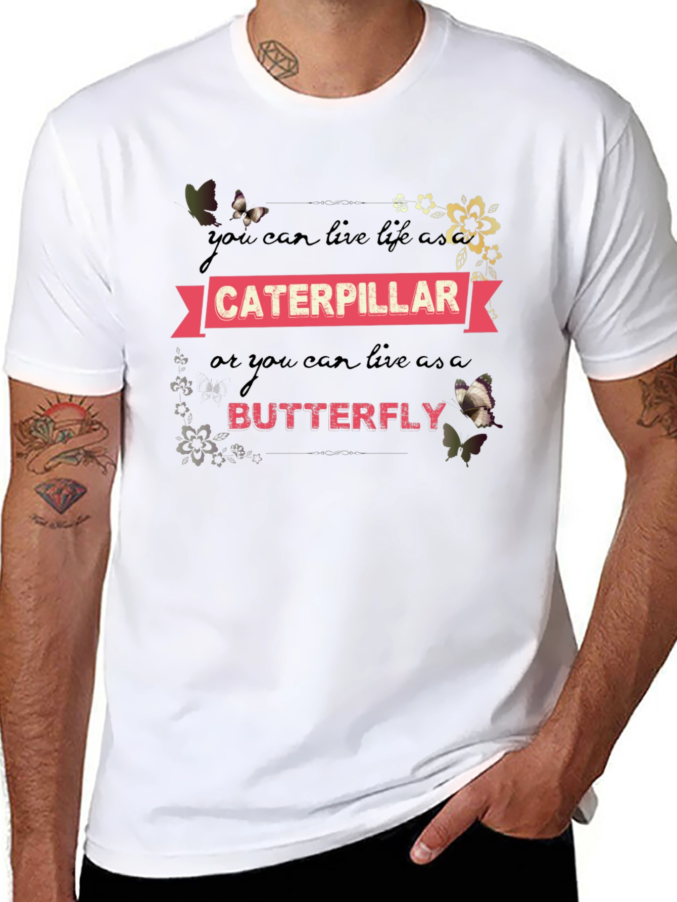 Caterpillar Butterfly Graphic T-Shirt