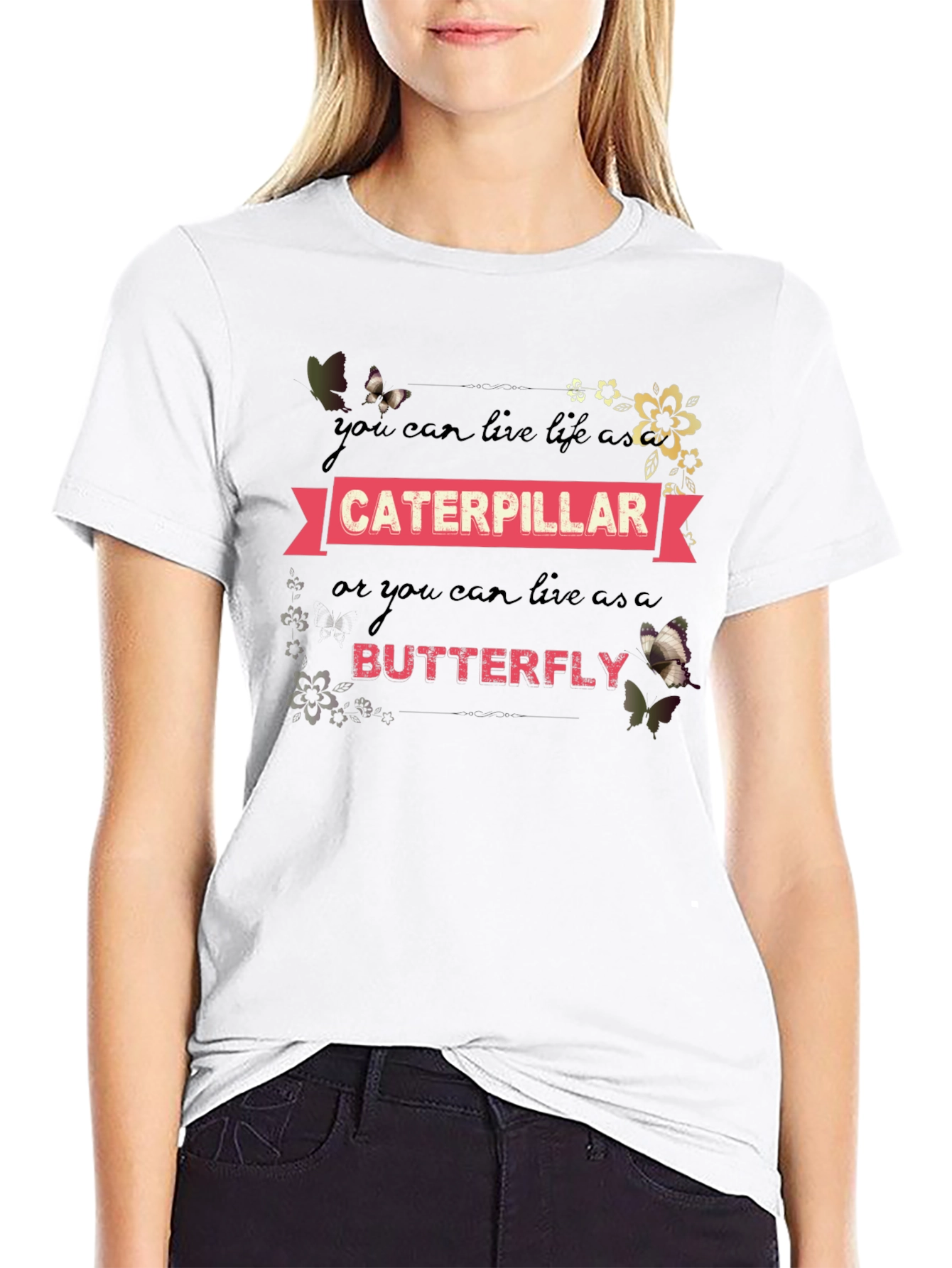 Caterpillar Butterfly Graphic T-Shirt