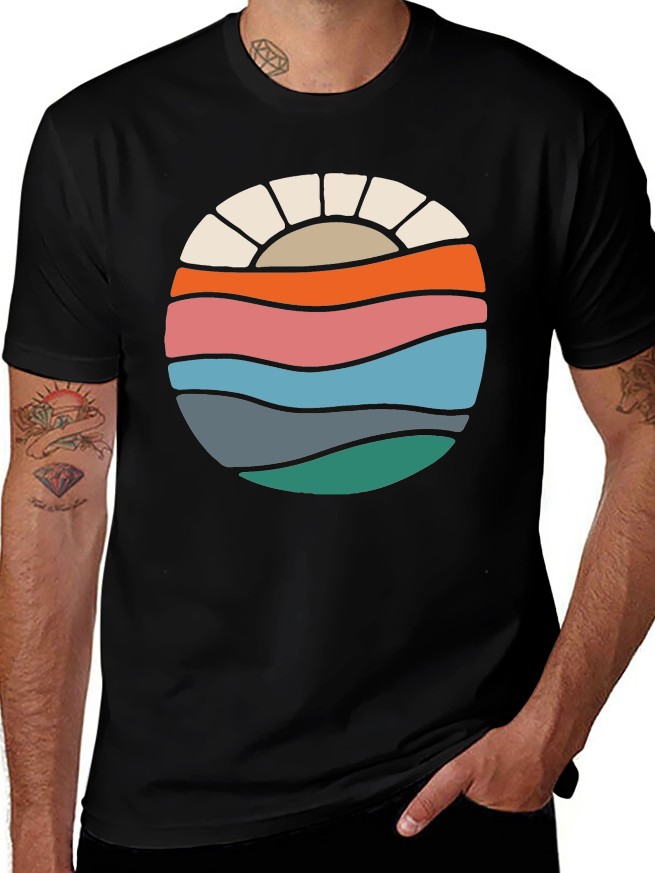 Retro Sunset Wave Graphic Tee