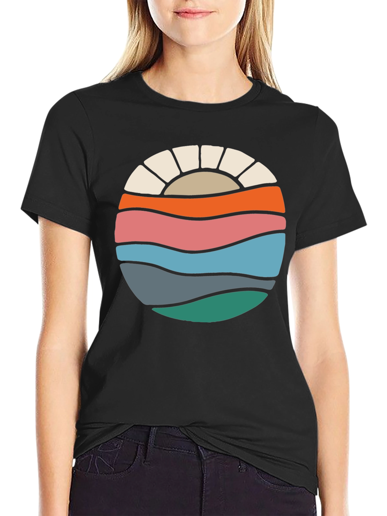 Retro Sunset Wave Graphic Tee