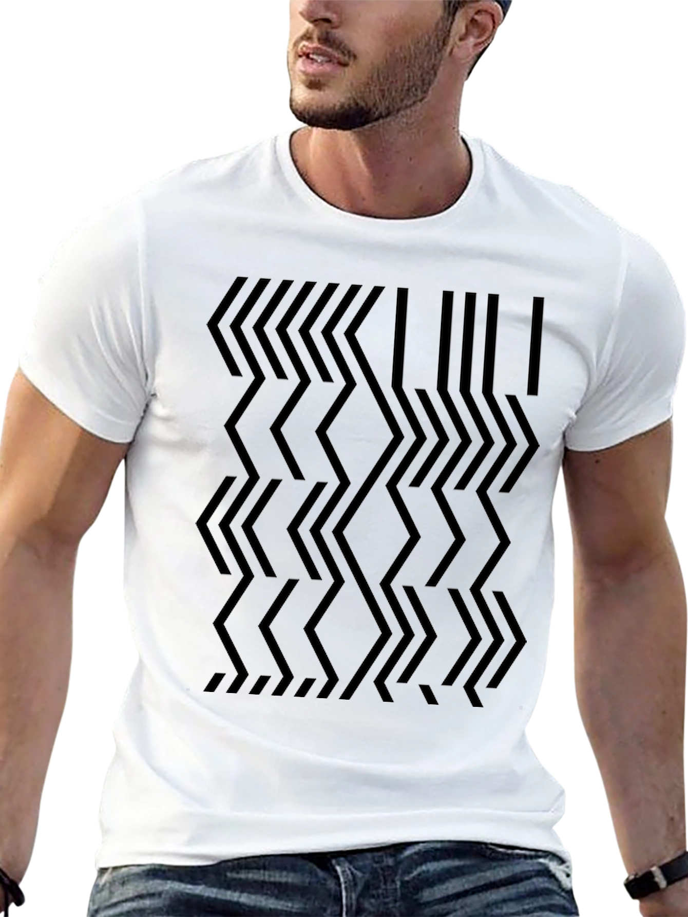 Abstract Geometric Pattern Black T-Shirt