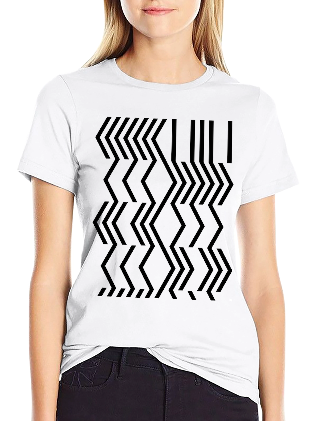 Abstract Geometric Pattern Black T-Shirt