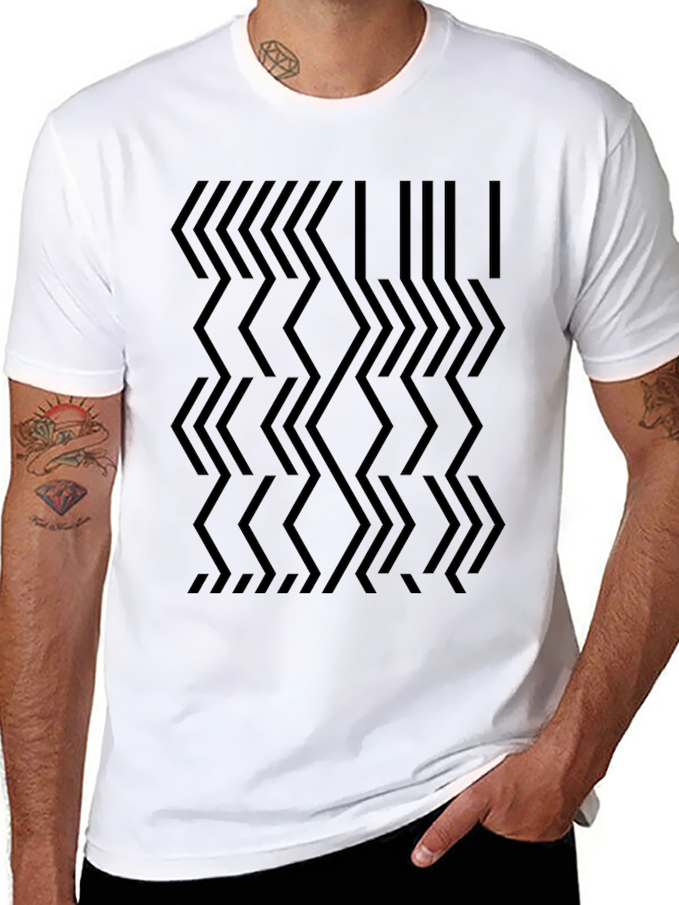Abstract Geometric Pattern Black T-Shirt