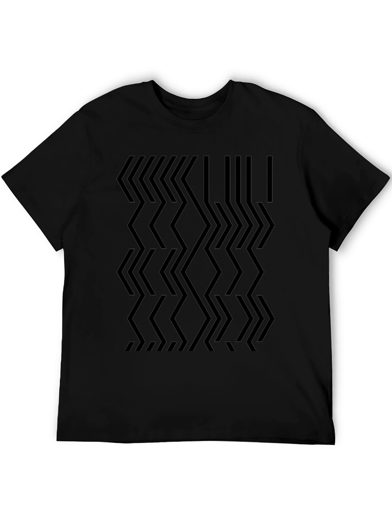 Abstract Geometric Pattern Black T-Shirt