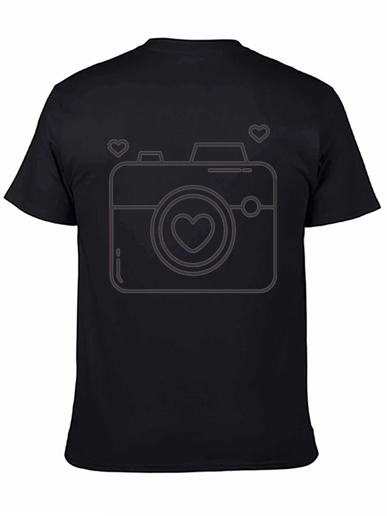 Heart Camera Graphic Tee - Stylish Black T-Shirt