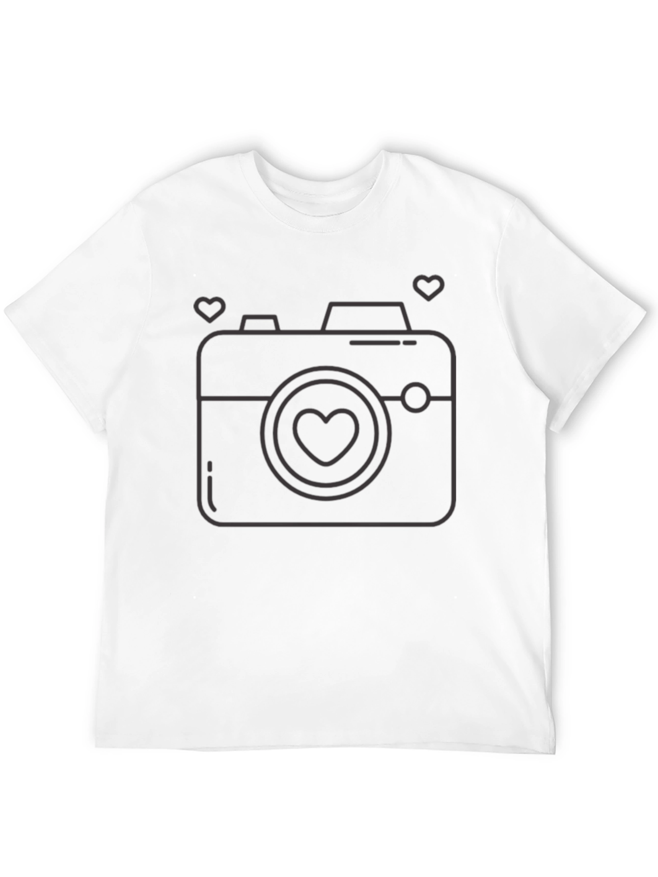 Heart Camera Graphic Tee - Stylish Black T-Shirt