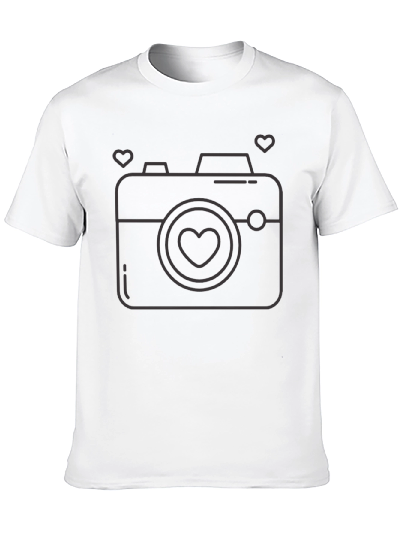 Heart Camera Graphic Tee - Stylish Black T-Shirt
