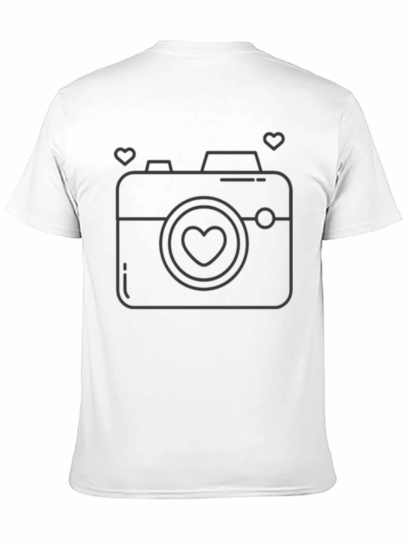 Heart Camera Graphic Tee - Stylish Black T-Shirt
